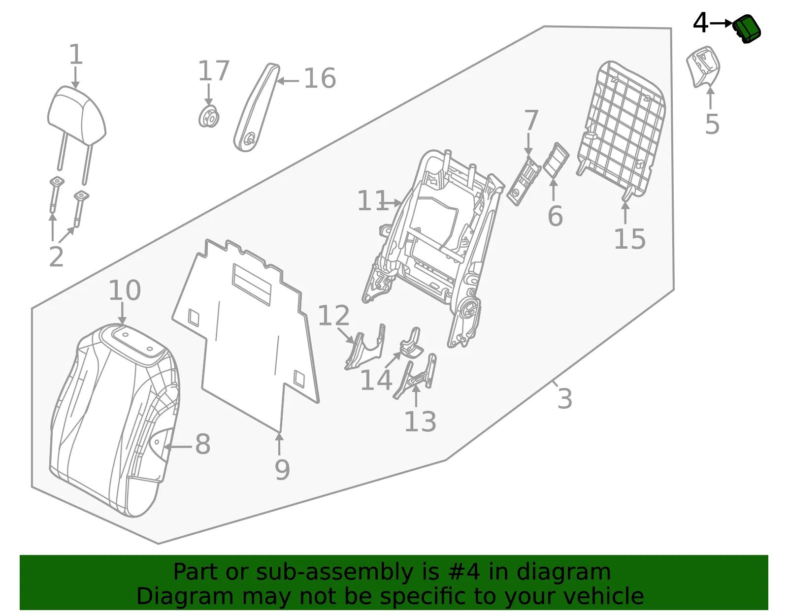 Seat Back Assembly Cap - Kia (89374-R0010OFB) - view 2