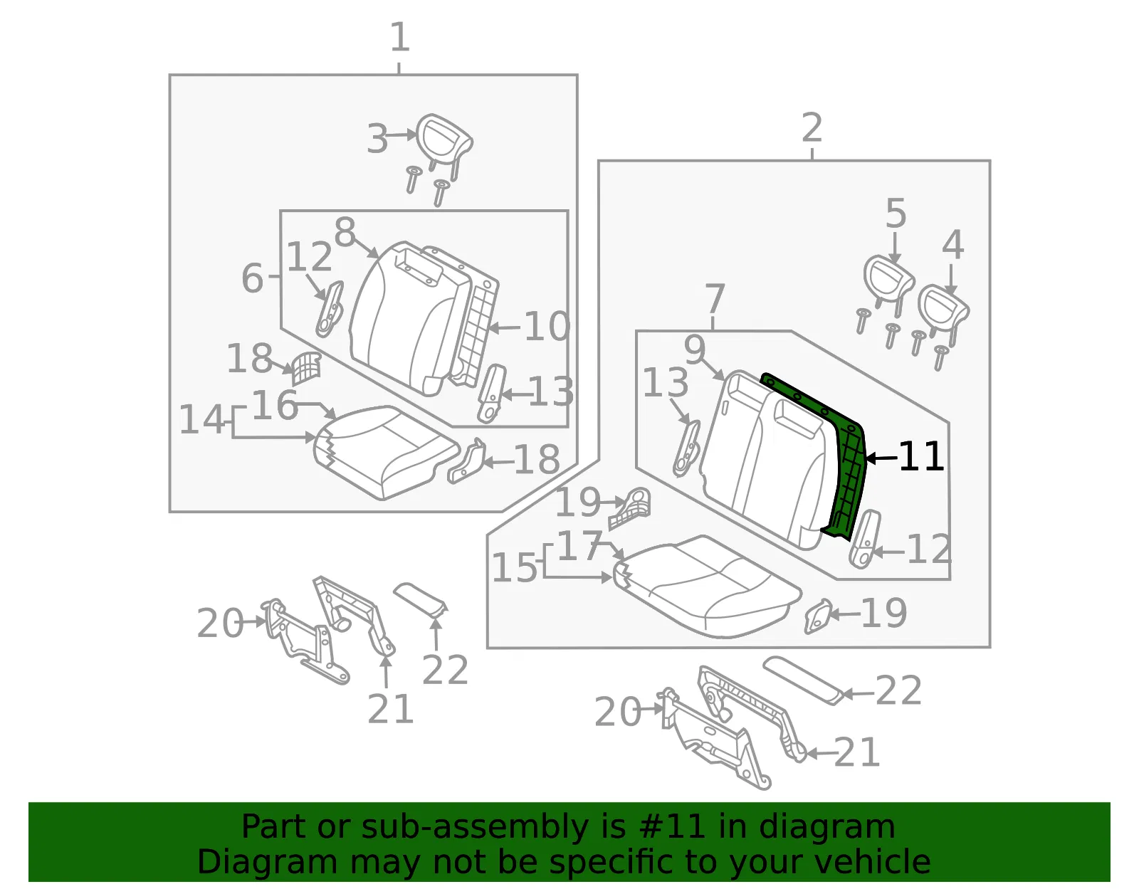 Seat Back Panel - Driver's Side (LH) - Kia (89375-4D120CS2) - view 2