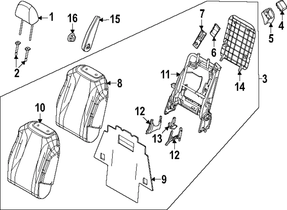 Seat Back Assembly Guide - Kia (89397-R0010TPB)
