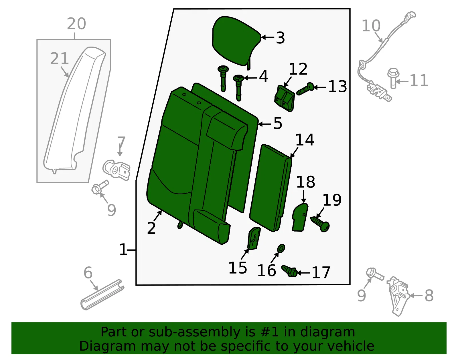 Seat Back Assembly - Kia (89400-1M311AF6) - view 2
