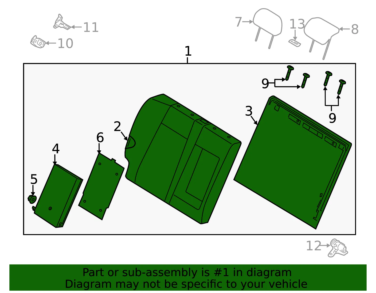 Seat Back Assembly - Kia (89400-1M981AF1) - view 2