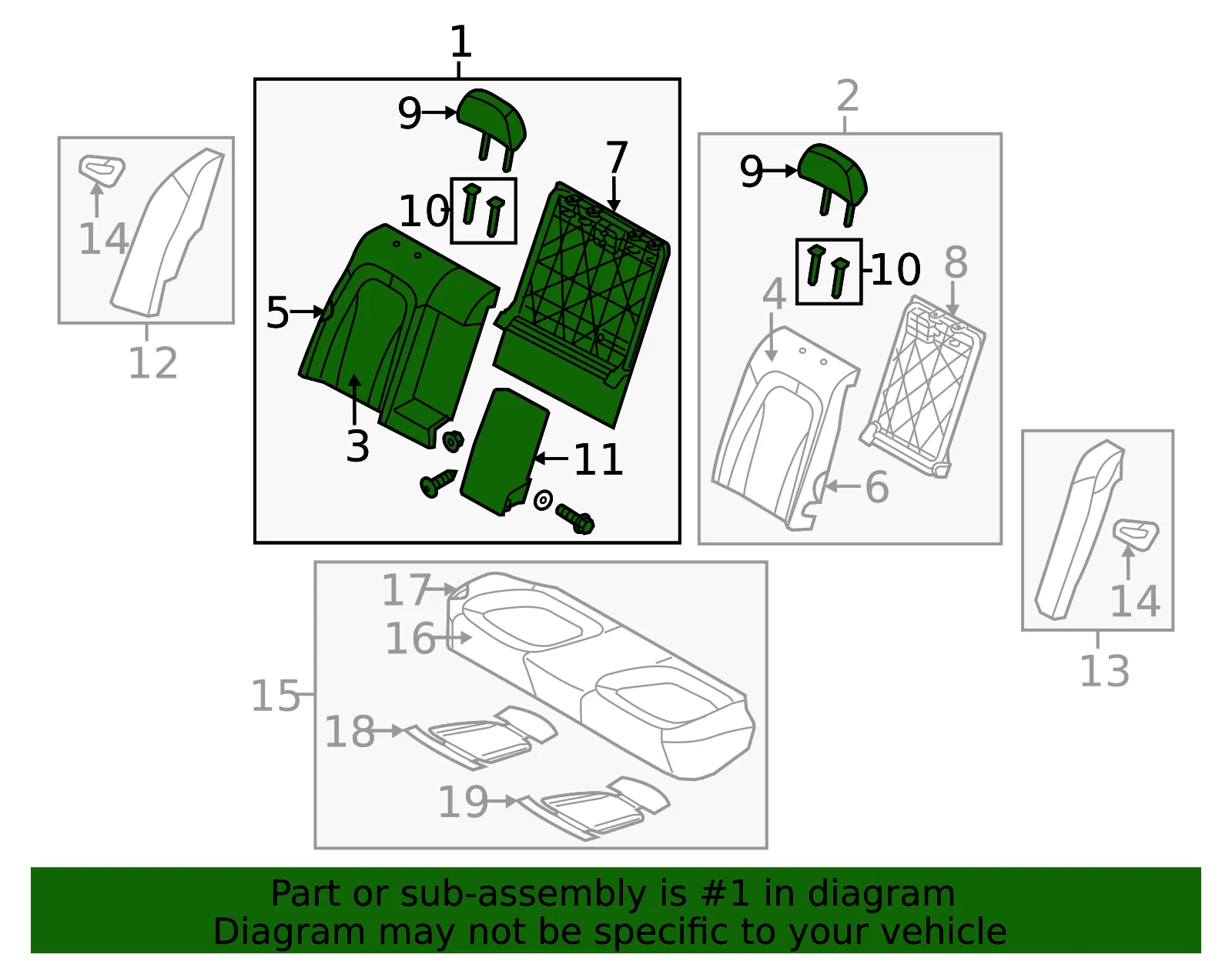 Seat Back Assembly - Kia (89400-2T970AN4) - view 2