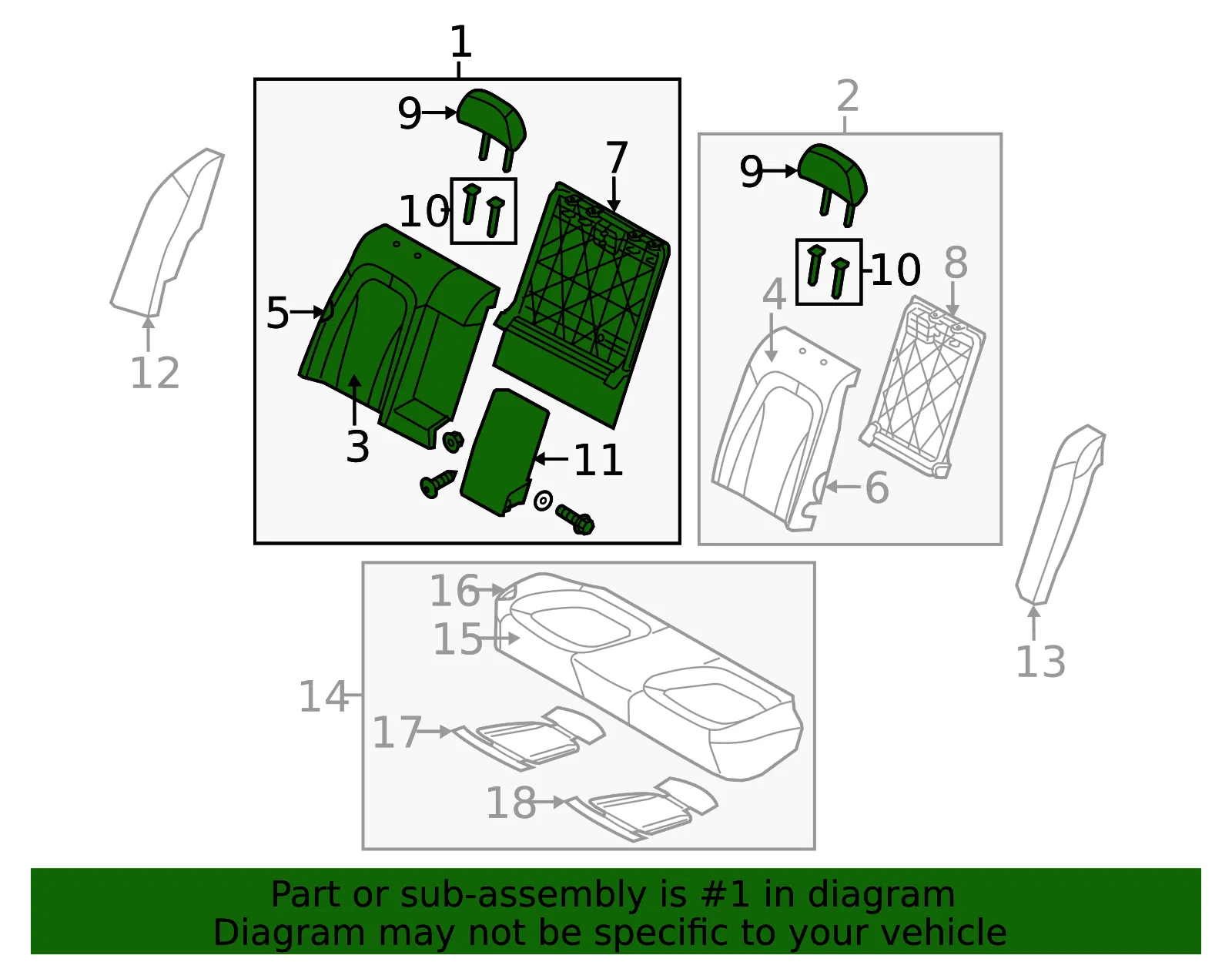 Seat Back Assembly - Kia (89400-4C970AN7) - view 2