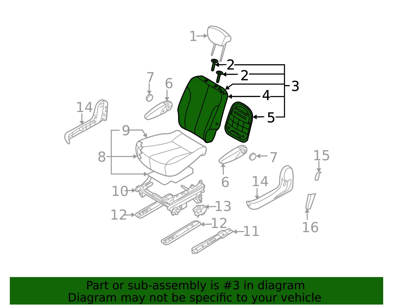 Seat Back Assembly - Passenger Side (RH) - Kia (89400-4D110CS4) - view 2