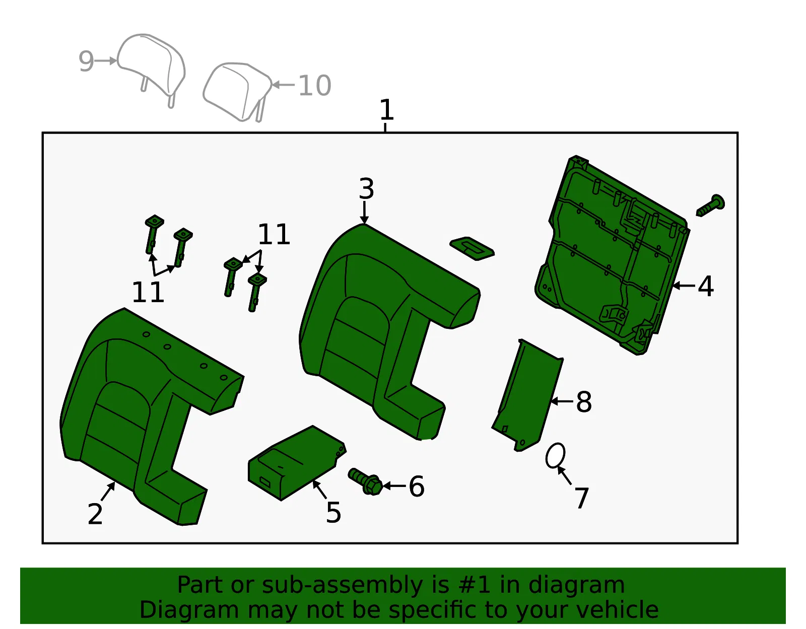 Seat Back Assembly - Kia (89400-A7960K3E) - view 2