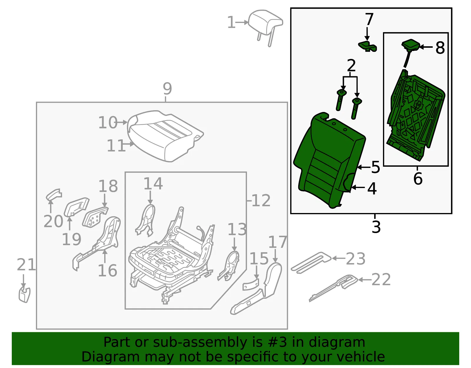 Seat Back Assembly - Kia (89400-C6010C62) - view 2