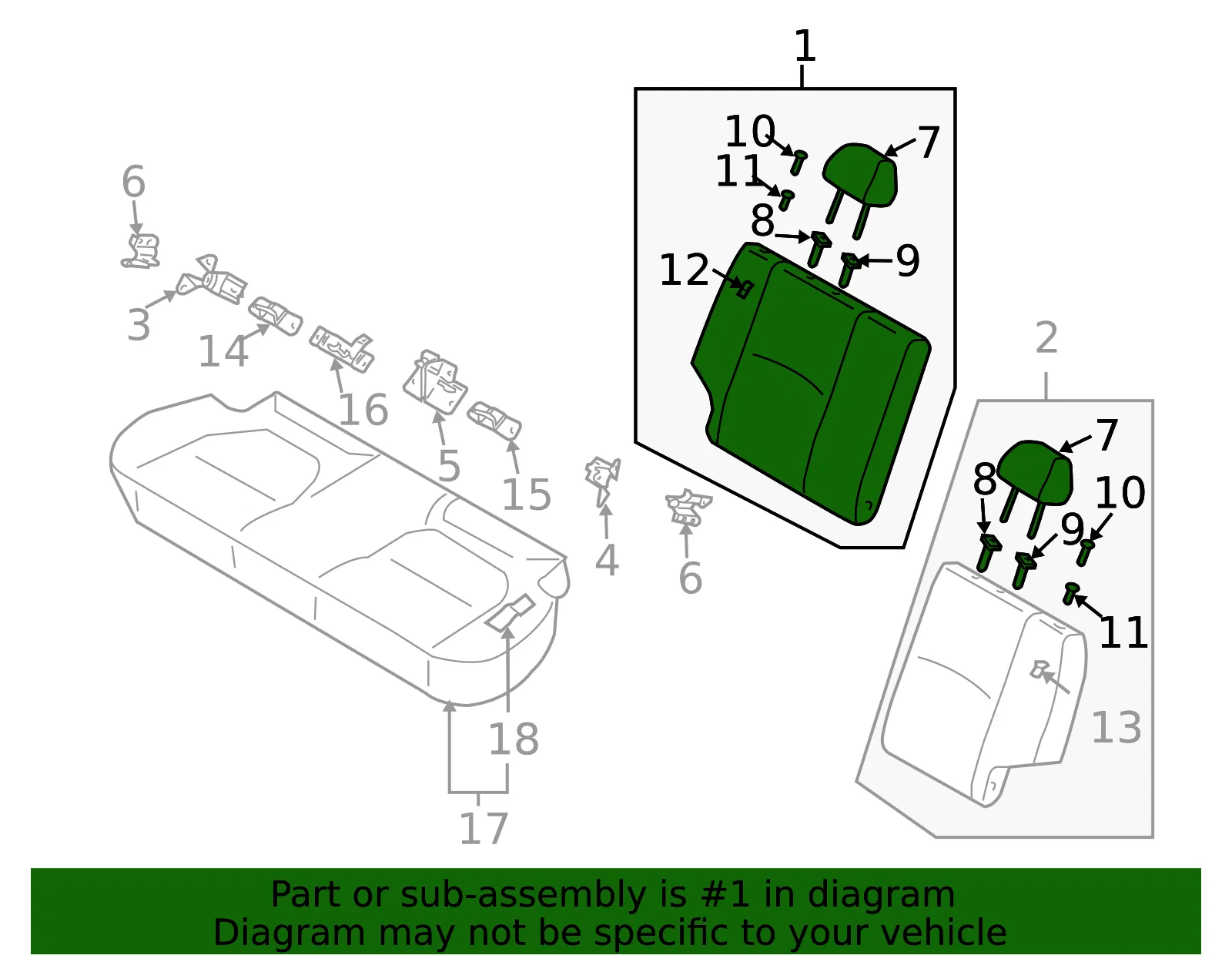 Seat Back Assembly - Kia (89400-FD111791) - view 2