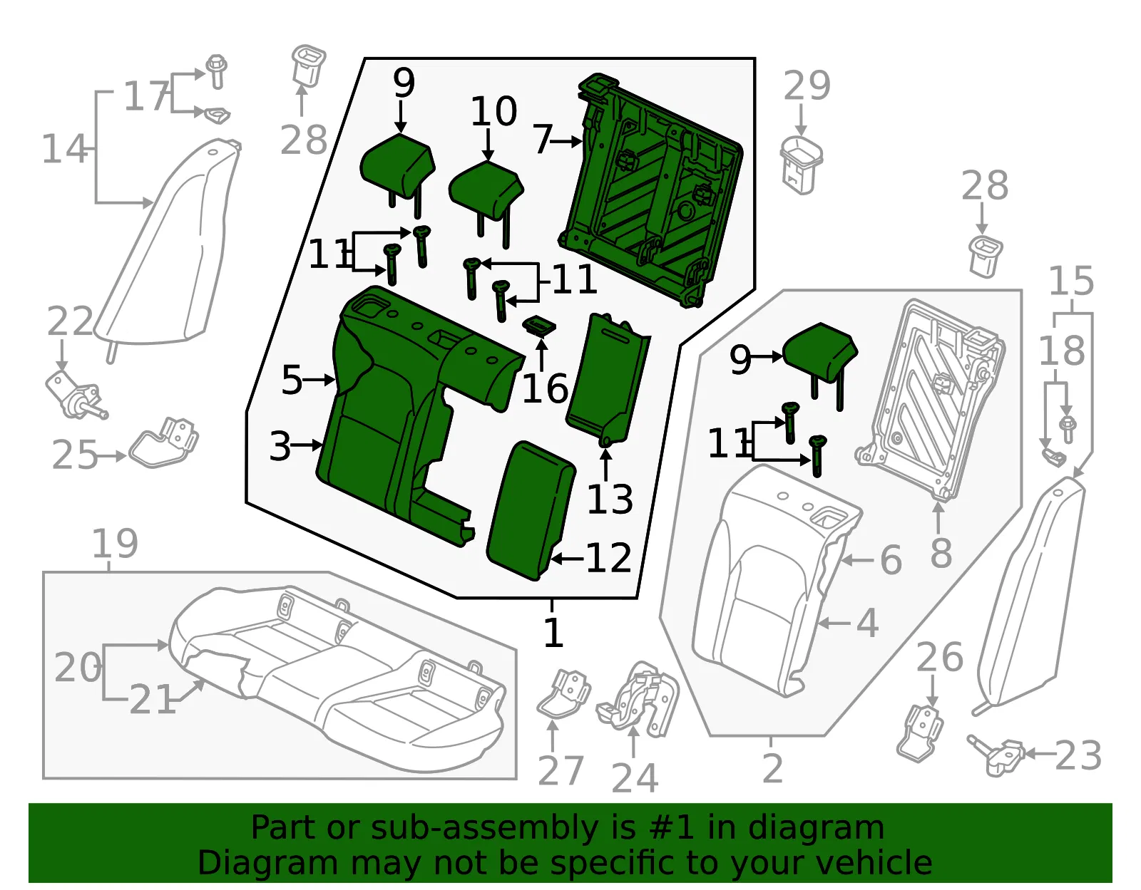 Seat Back Assembly - Kia (89400-J5AE0CLX) - view 2