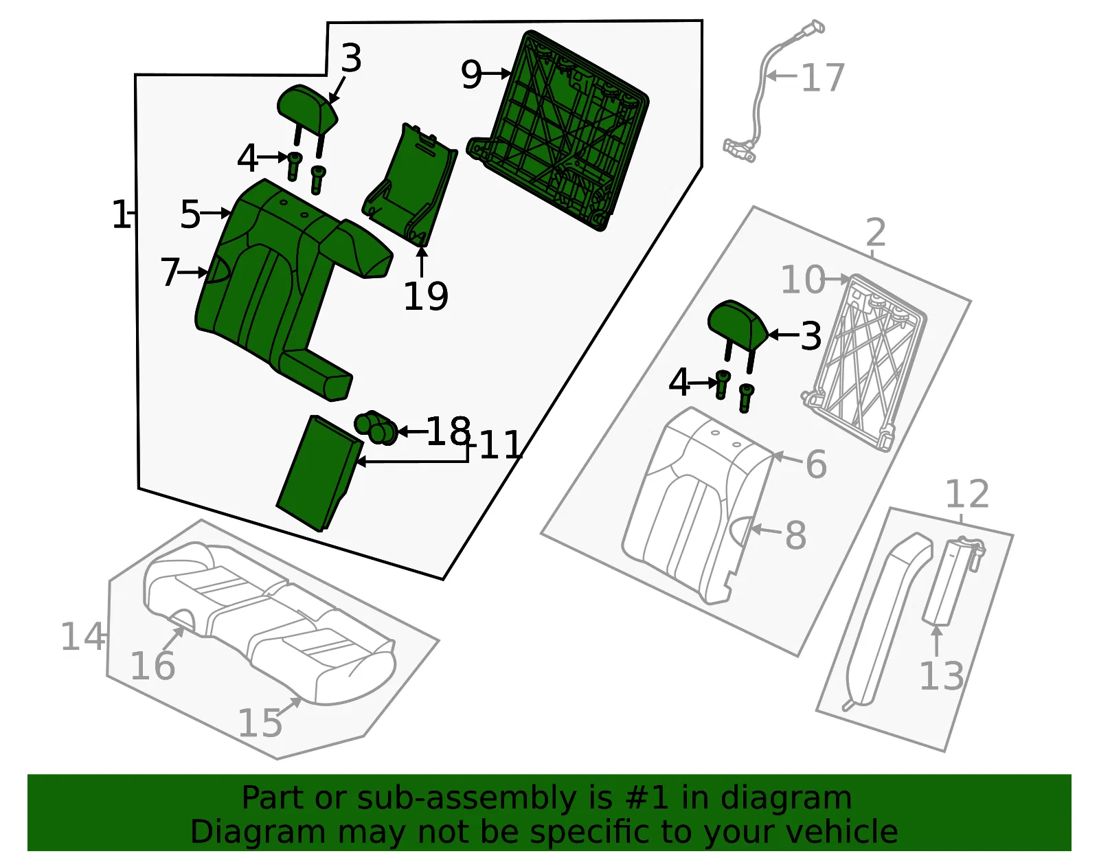 Seat Back Assembly - Kia (89400-L3100HS2) - view 2