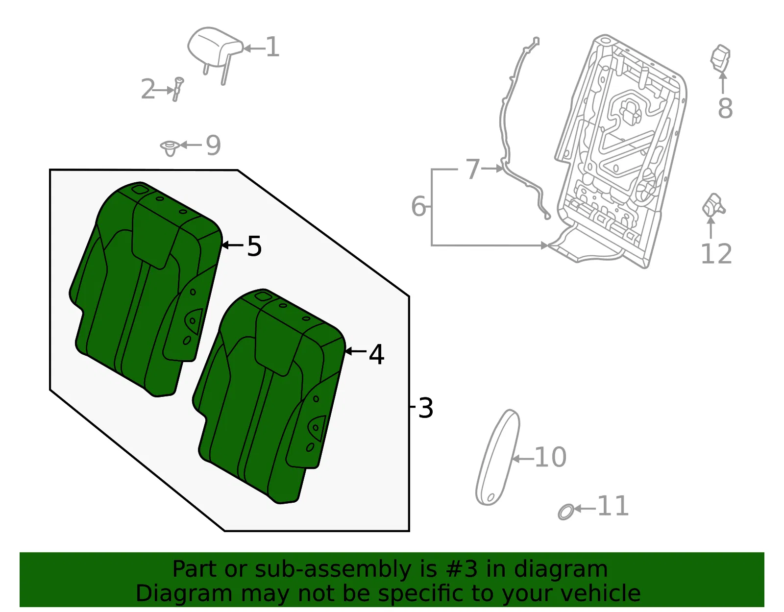 Seat Back Assembly - Kia (89400-P2570MTK) - view 2