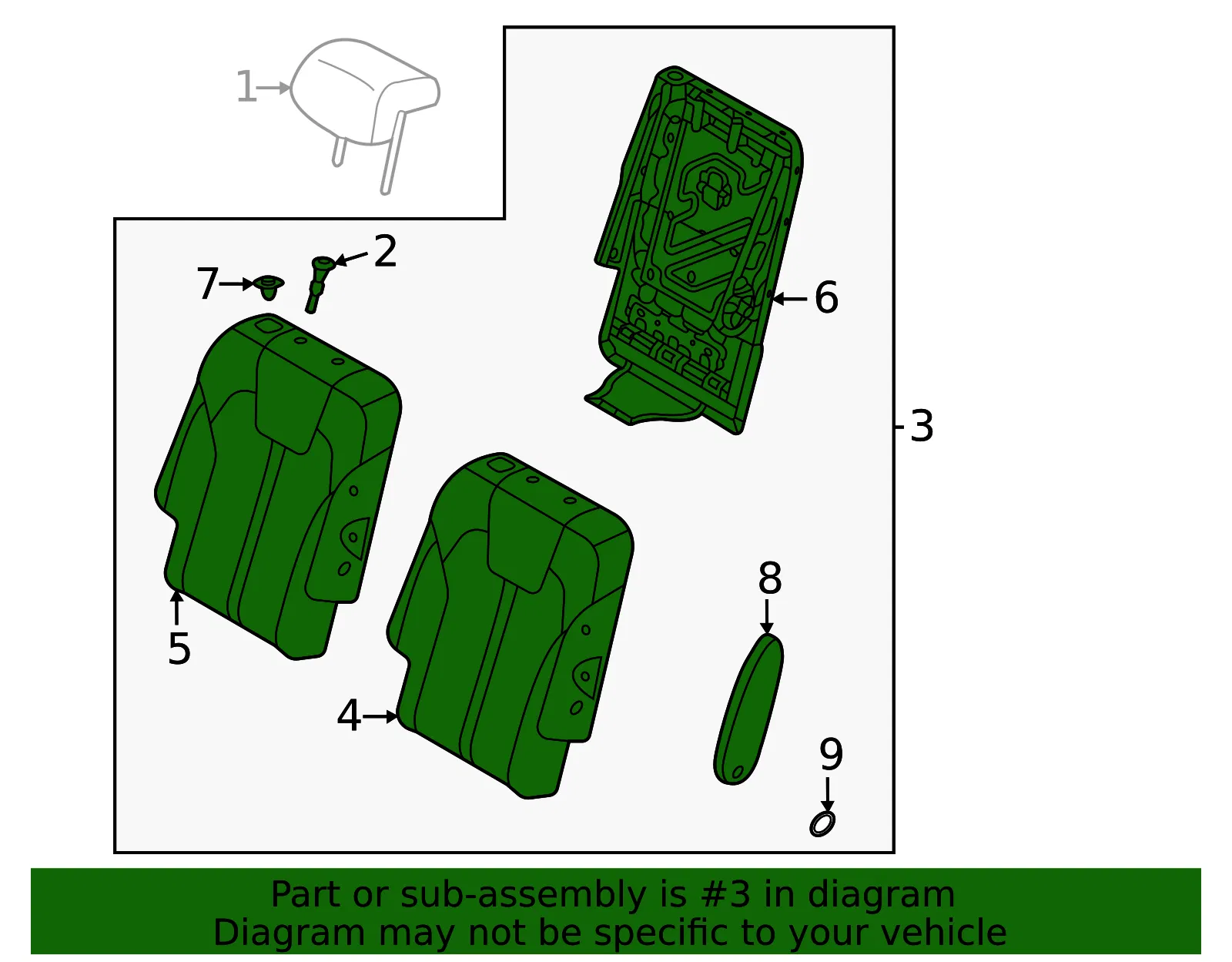 Seat Back Assembly - Kia (89400-P4AB0MC3) - view 2