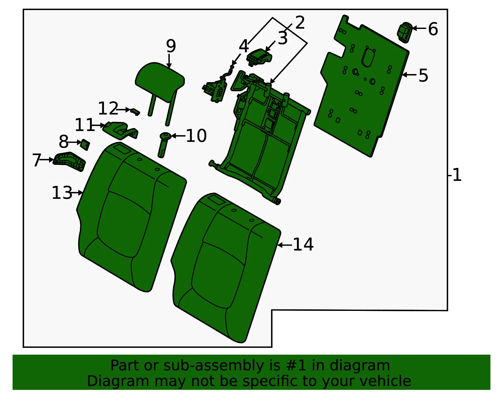 Seat Back Assembly - Kia (89400-Q5091BQ7) - view 2