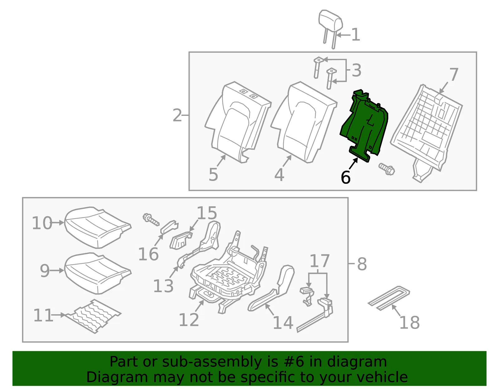 Seat Back Frame - Kia (89410-1U700) - view 2
