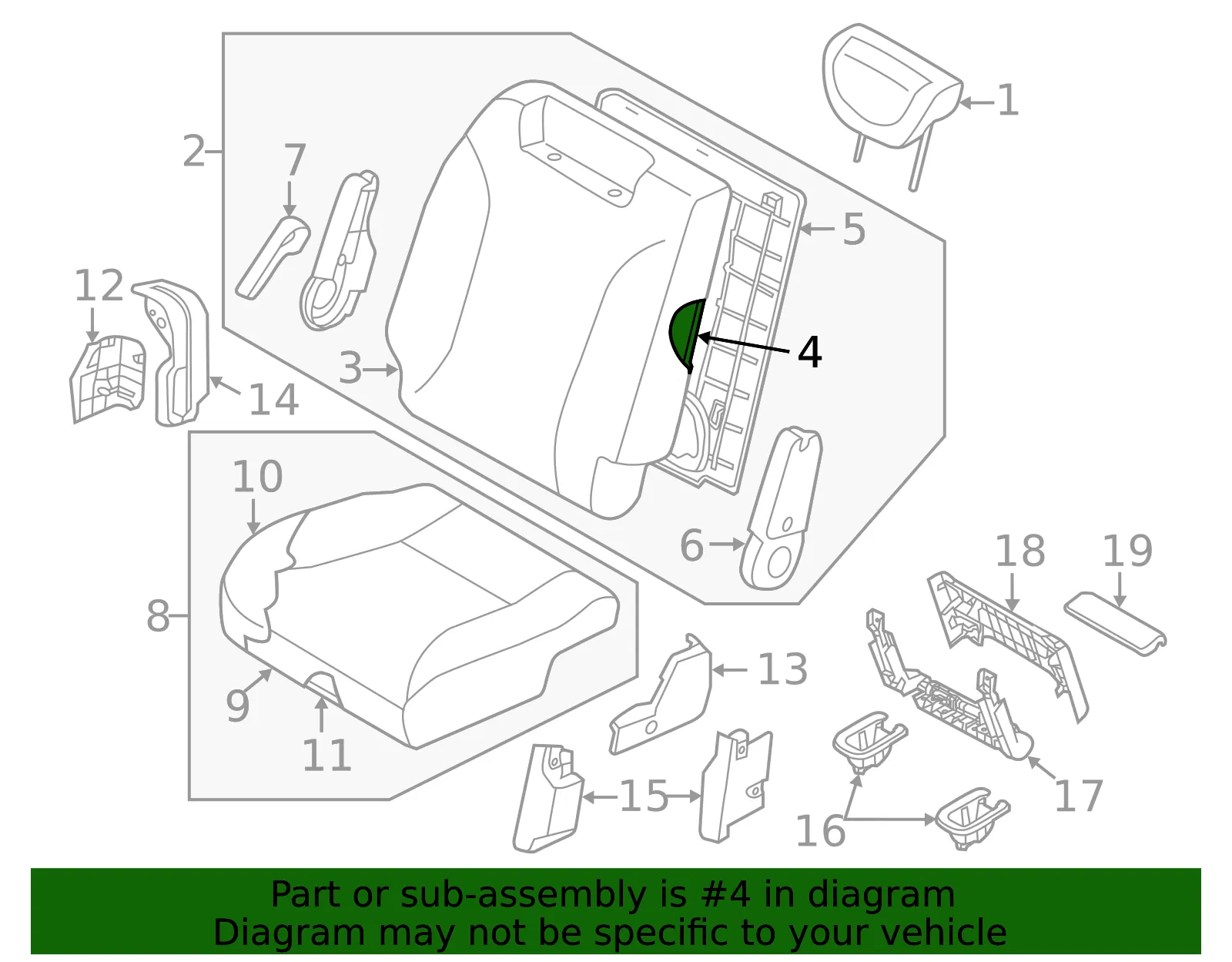 Seat Back Frame - Kia (89410-4D390CS) - view 2