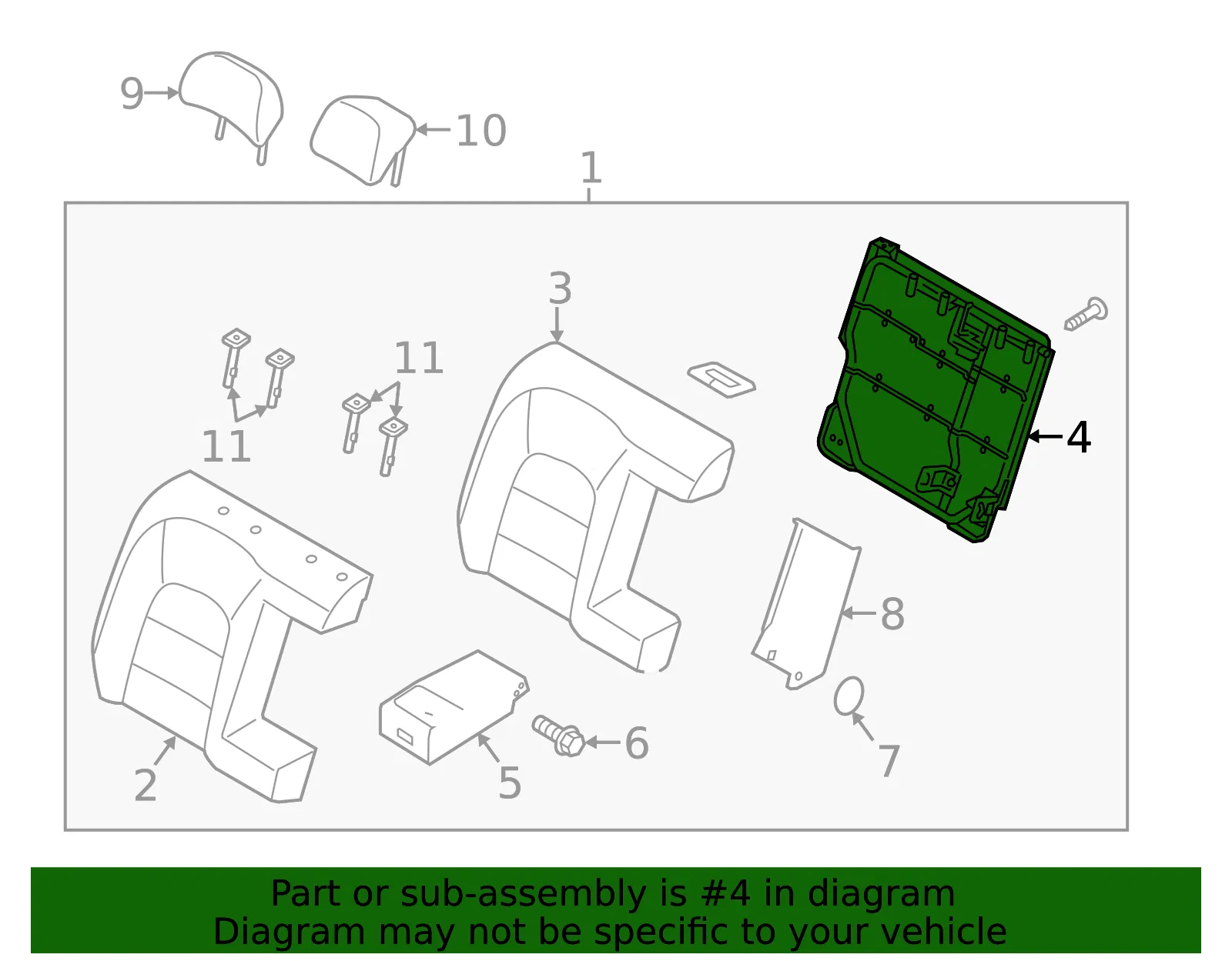 Seat Back Frame - Kia (89410-A7610) - view 2