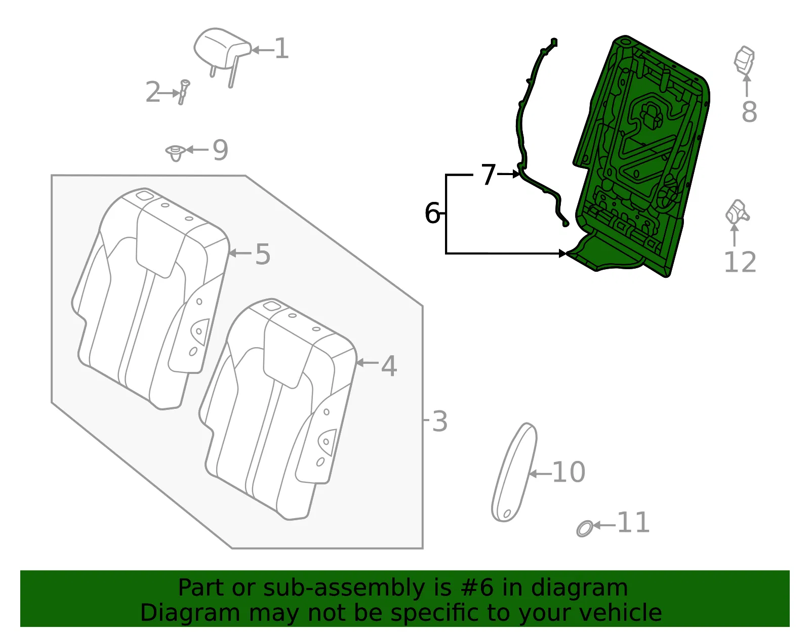 Seat Back Frame - Kia (89410-P2501) - view 2
