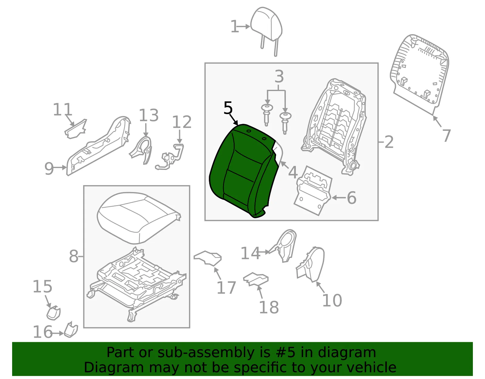 Seat Back Cover - Kia (89460-1U730BD8) - view 2