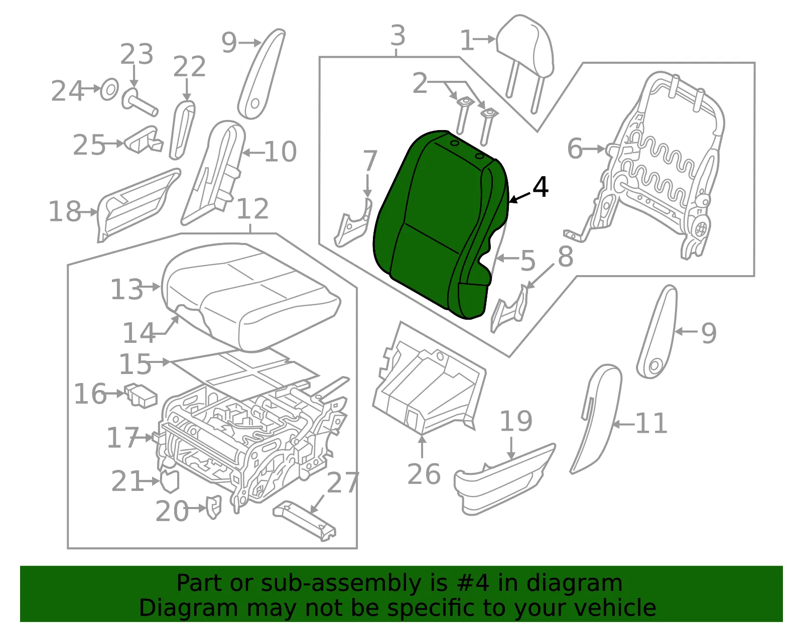 Seat Back Cover - Kia (89460-A9BE0D7J) - view 2