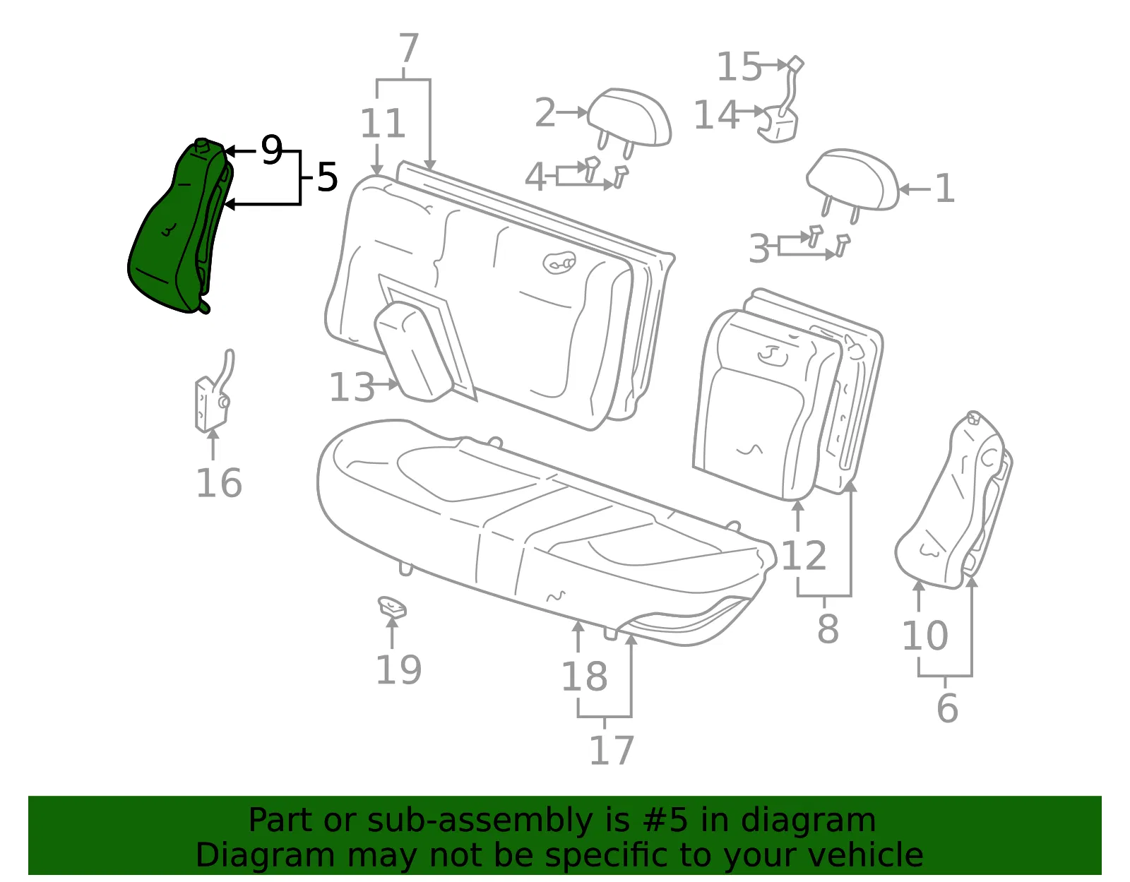 Seat Back Assembly - Kia (89600-3C301BTB) - view 2