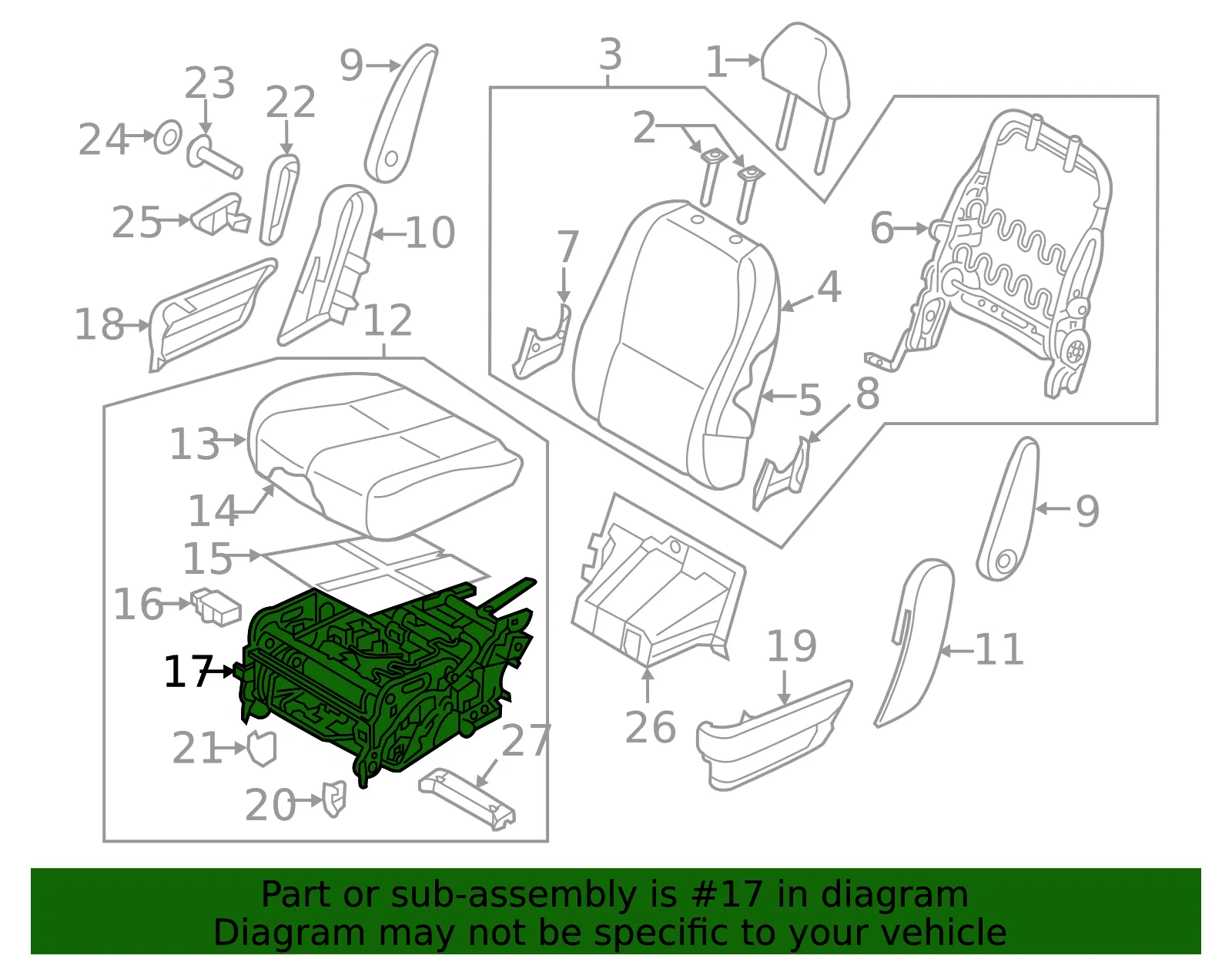 Cushion Frame - Kia (89600-A9010DAA) - view 2