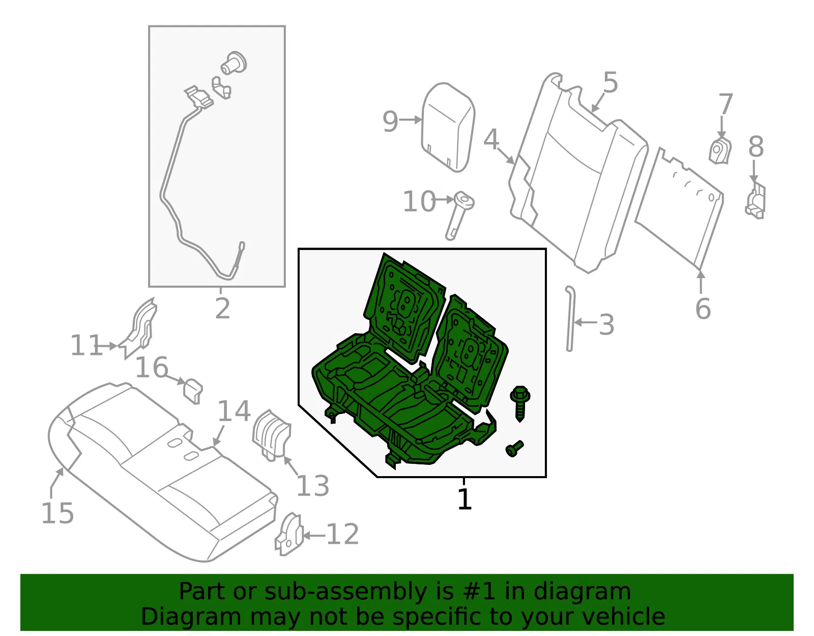 Seat Frame - Nissan (89601-3JA0A) - view 2