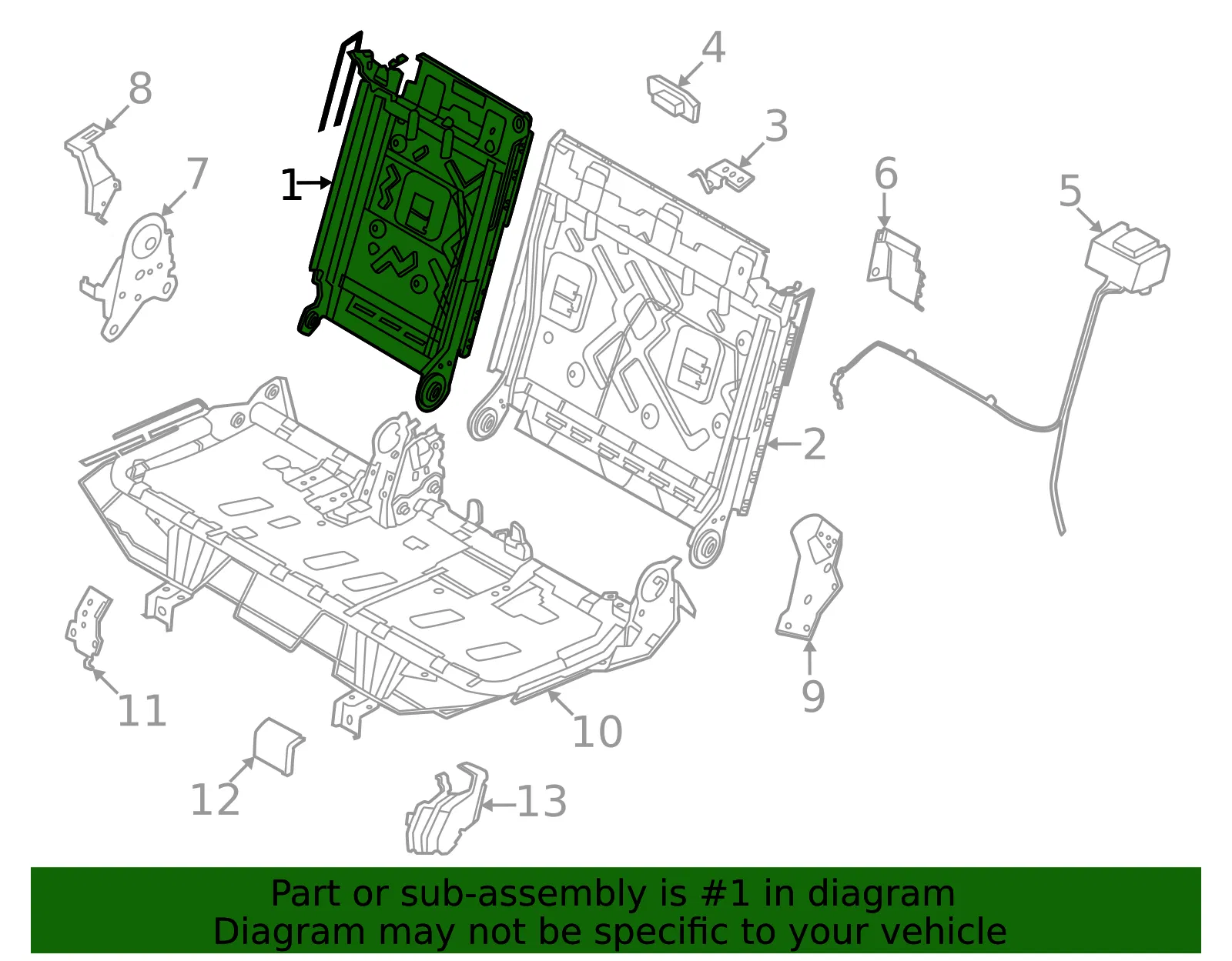 Seat Back Frame - Nissan (89601-6TA1A) - view 2