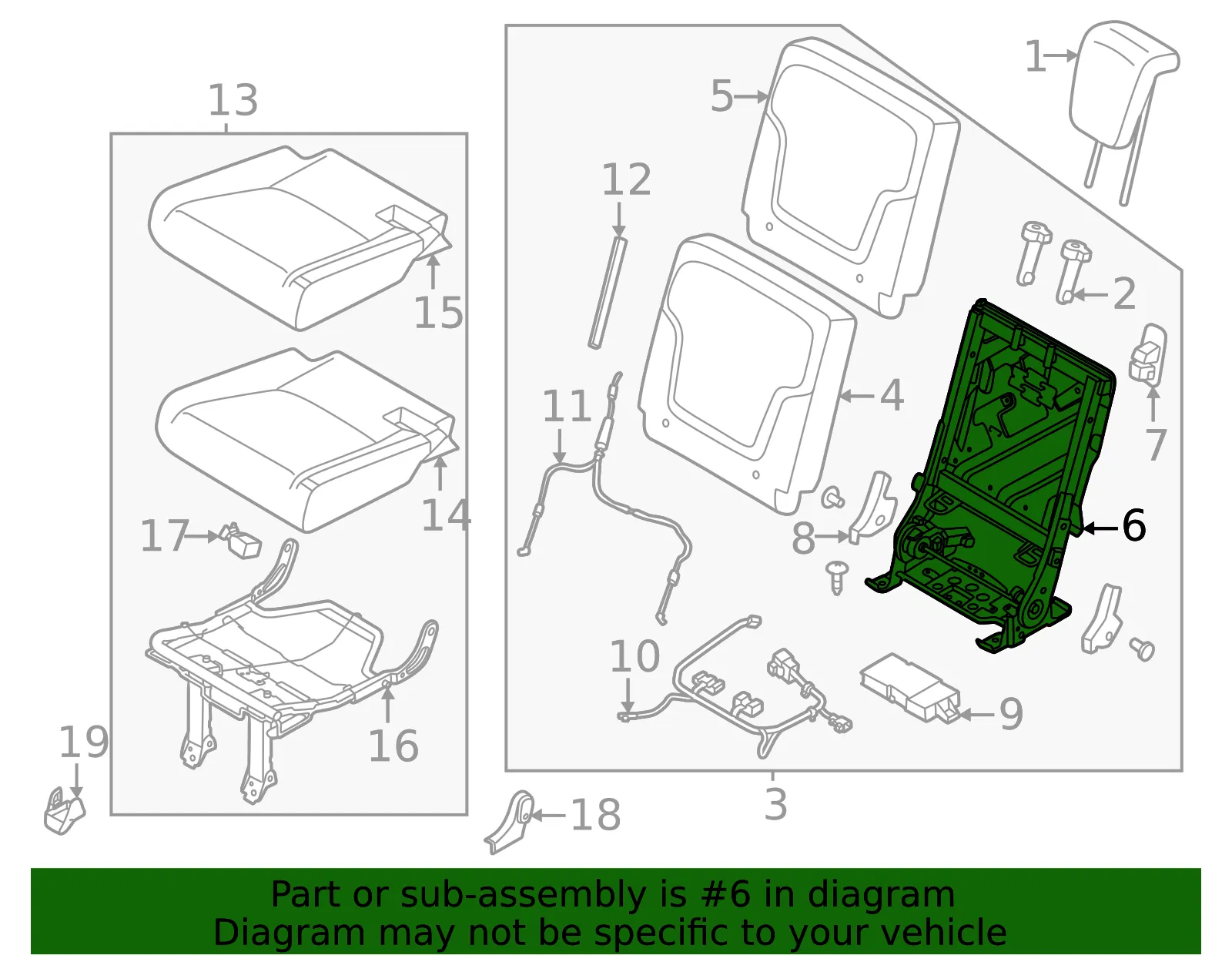Seat Back Frame - Nissan (89601-7JA1A) - view 2