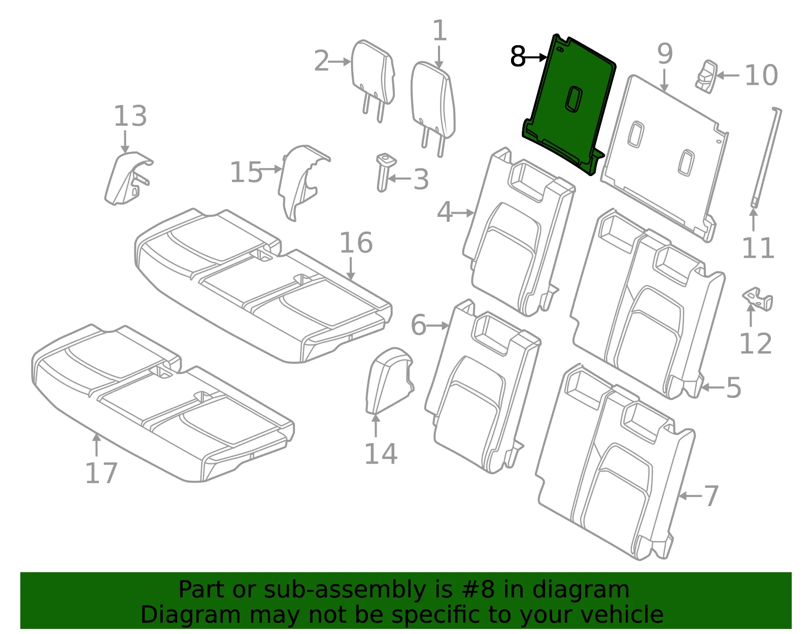 Seat Back Panel - Nissan (89605-6TA1A) - view 2