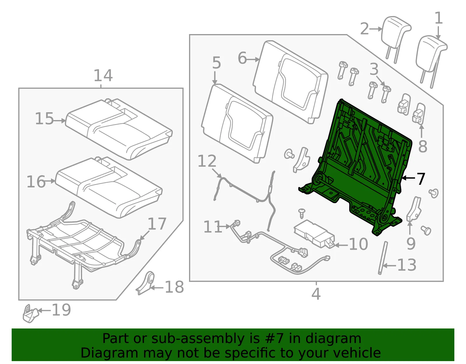 Seat Back Frame - Nissan (89651-7JA1A) - view 2