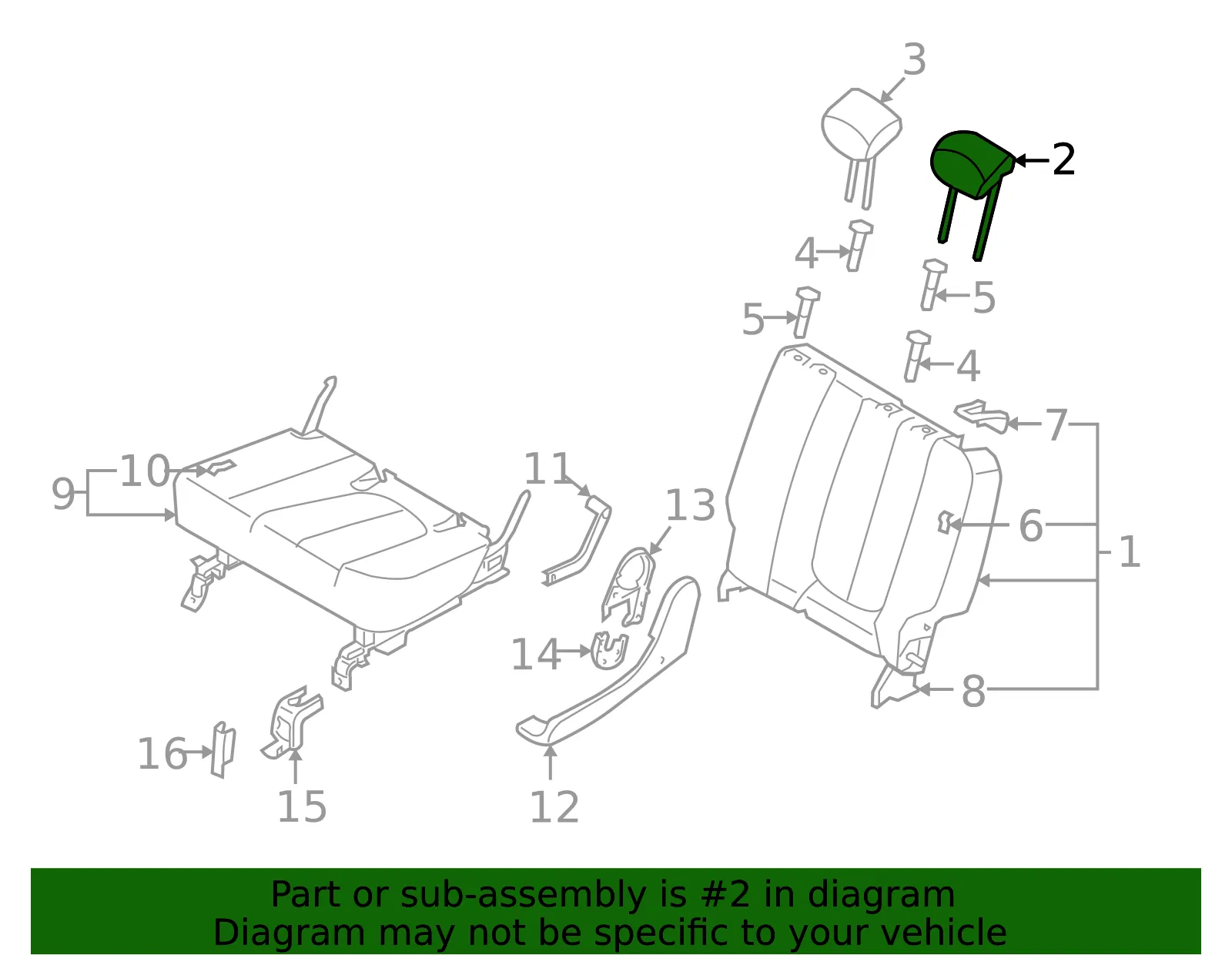 Headrest, Outer - Kia (89700-1D050464) - view 2