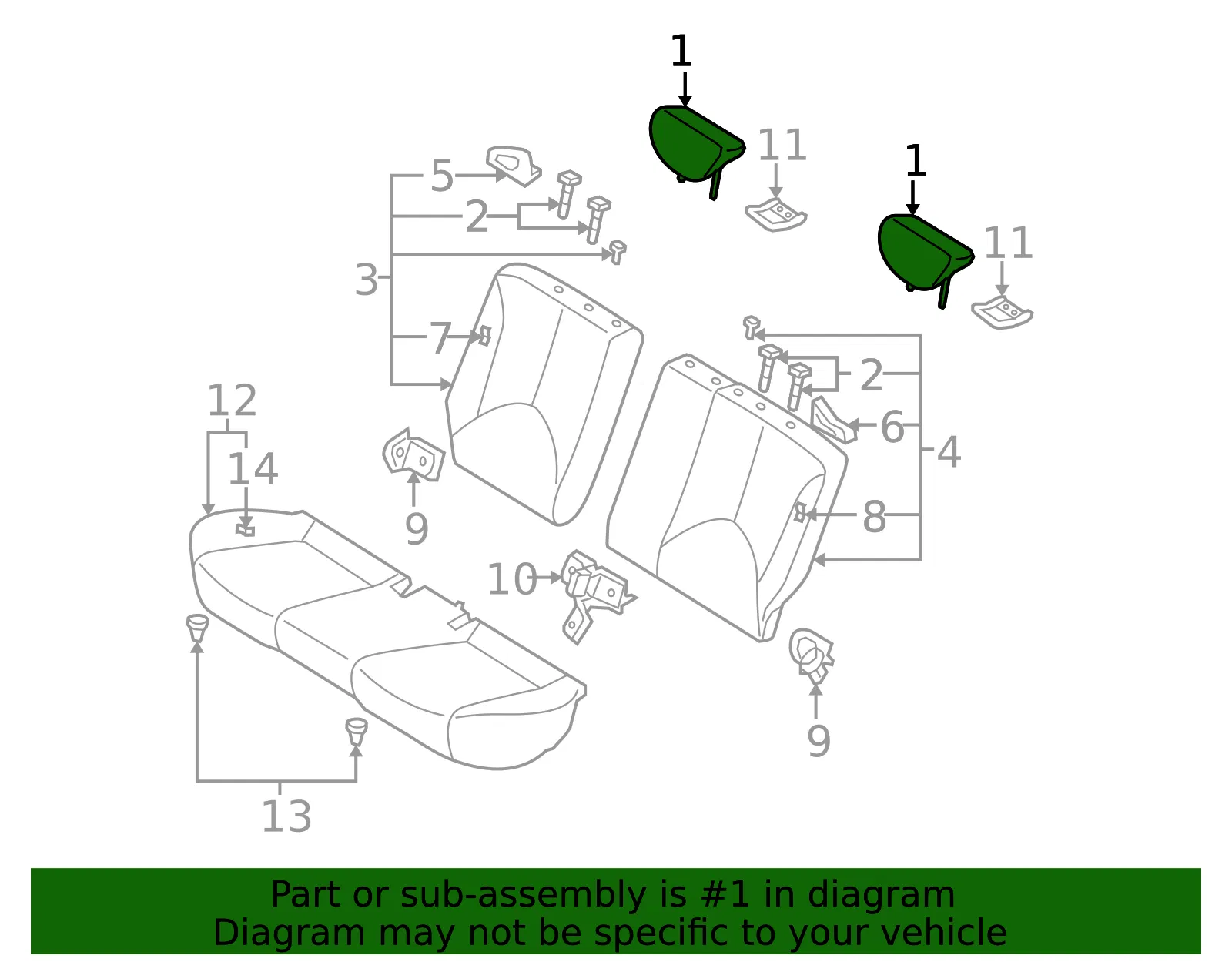 Headrest - Kia (89700-1G000AGJ) - view 2