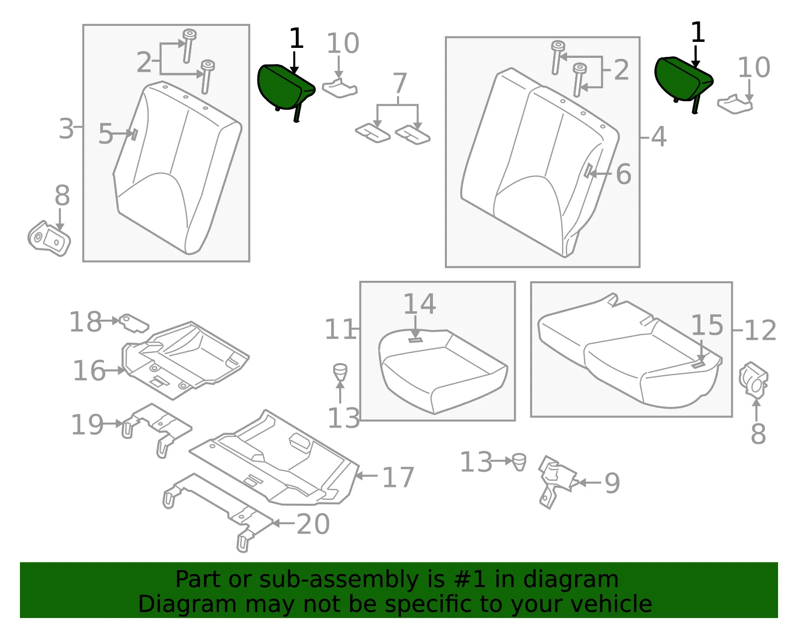 Headrest - Kia (89700-1G060385) - view 2