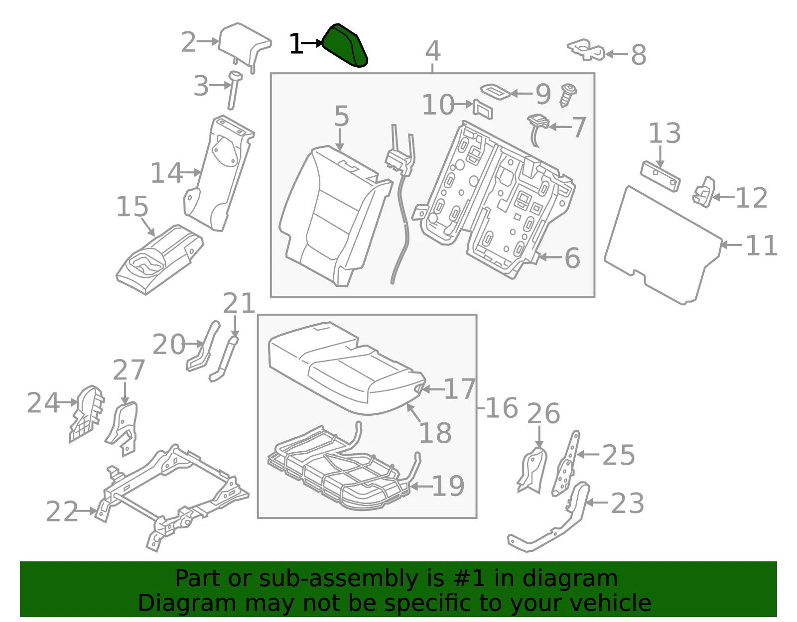Headrest, Outer - Kia (89700-1U180ALX) - view 2