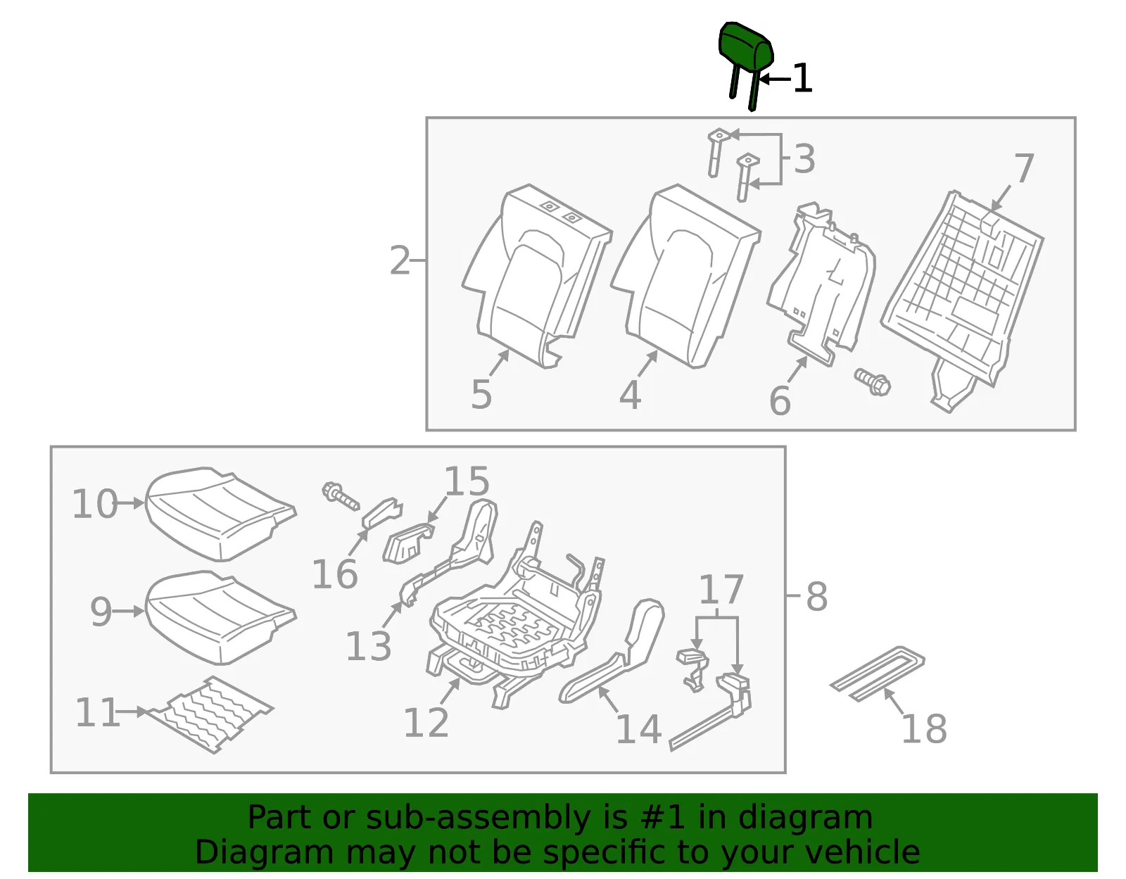 Headrest, Outer - Kia (89700-1U700BD6) - view 2