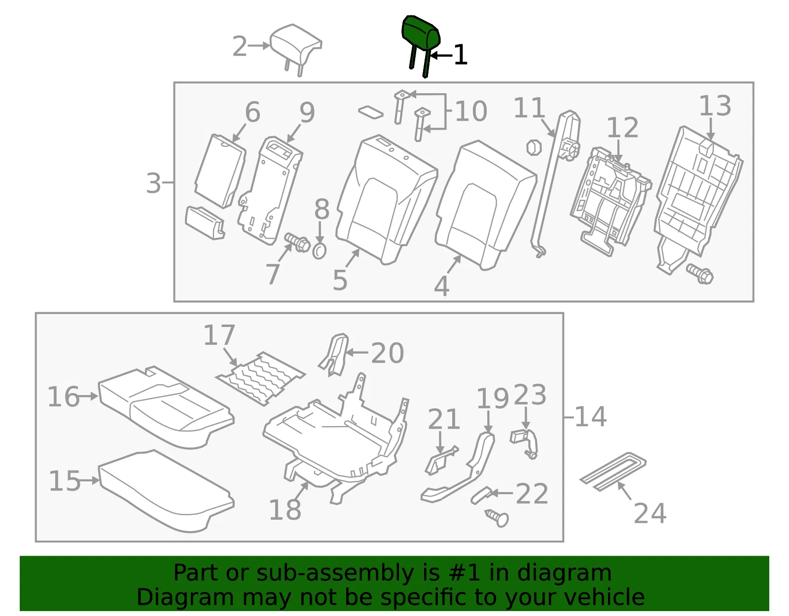 Headrest, Outer - Kia (89700-1U700BD7) - view 2