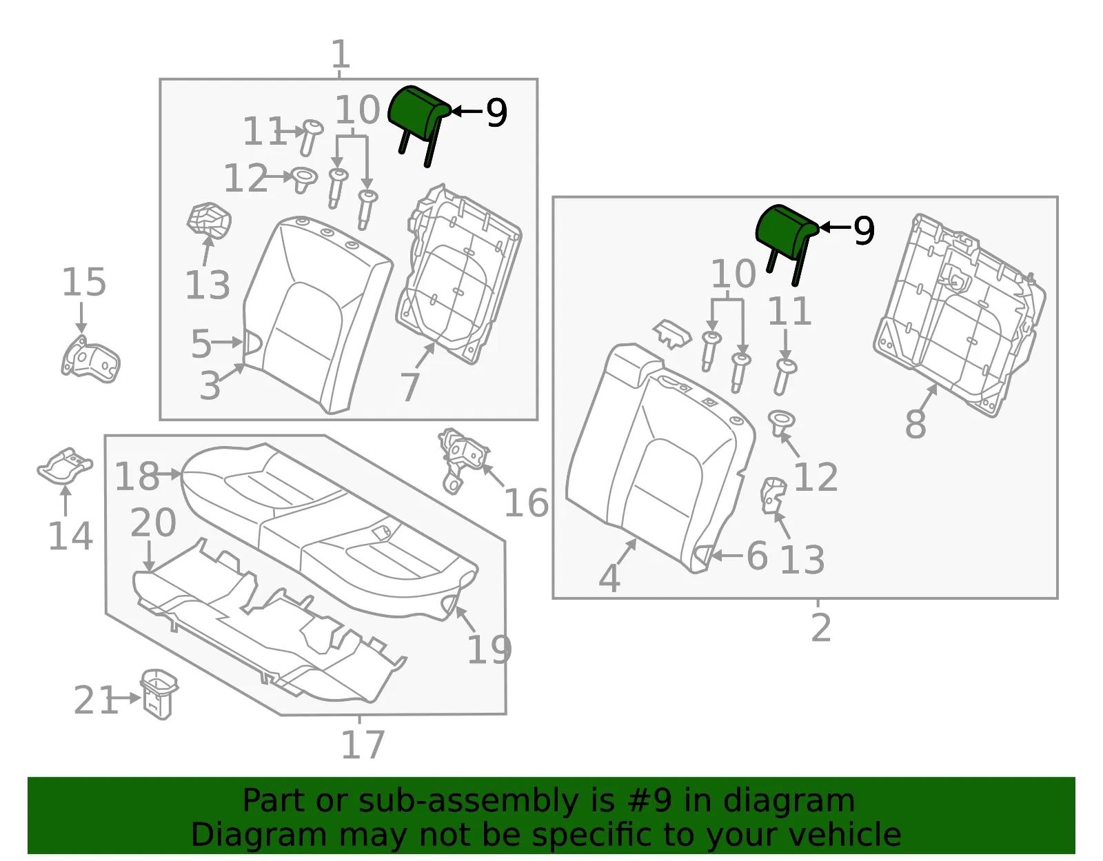 Headrest - Kia (89700-1W080BDW) - view 2