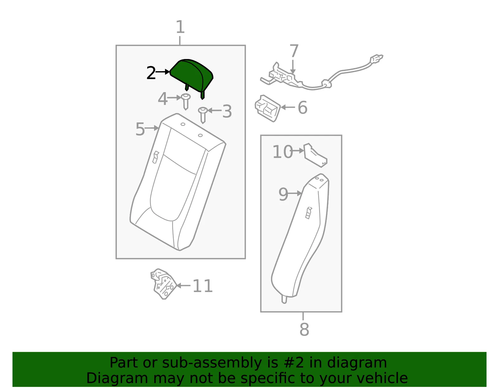 Headrest - Driver's Side (LH) - Kia (89700-2F000375) - view 2