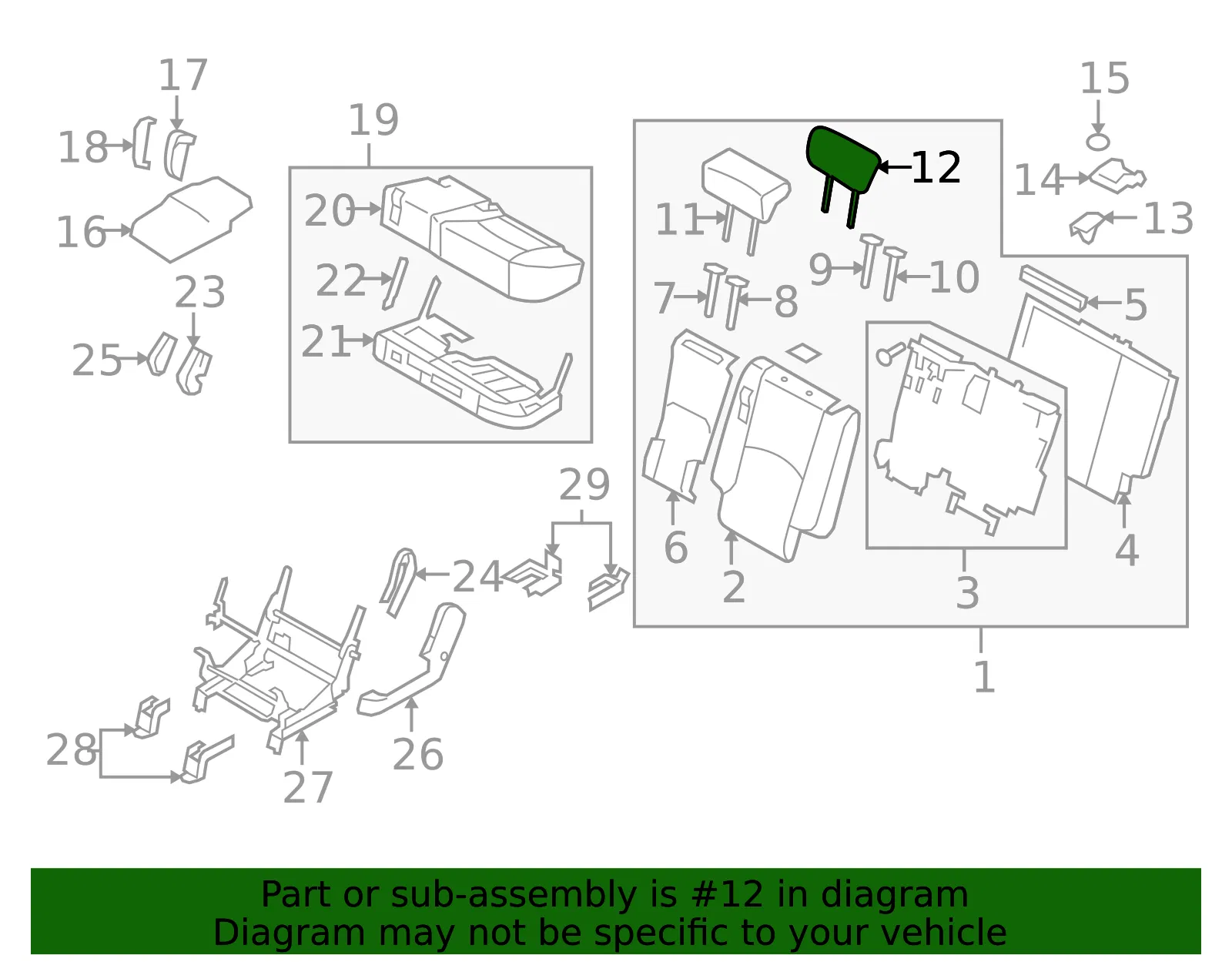 Headrest - Kia (89700-2J000ACN) - view 2