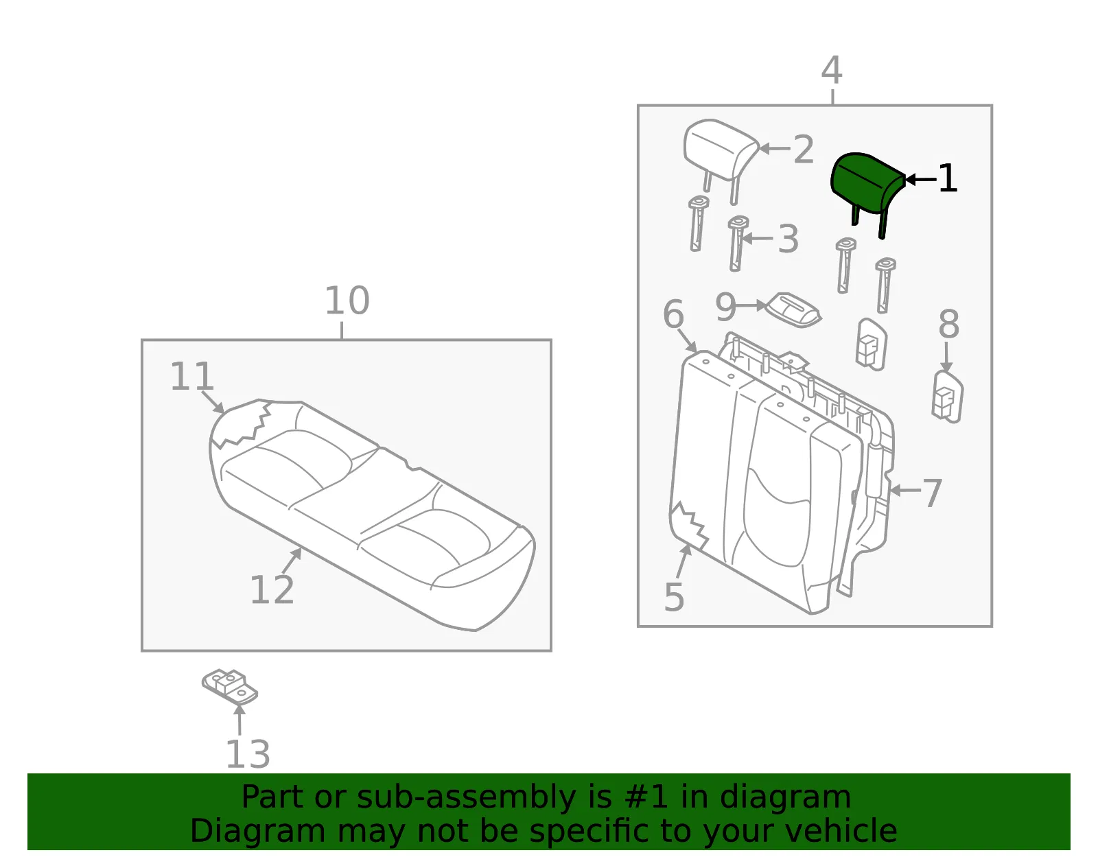 Headrest, Outer - Kia (89700-2K030AML) - view 2