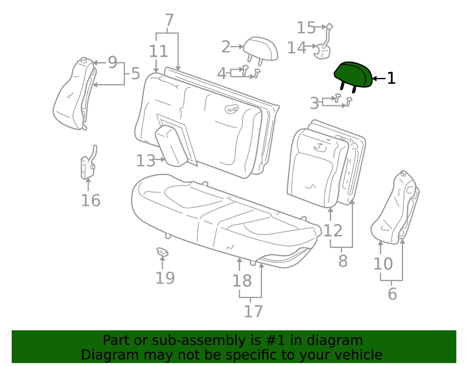 Headrest - Kia (89700-3C000BTA) - view 2