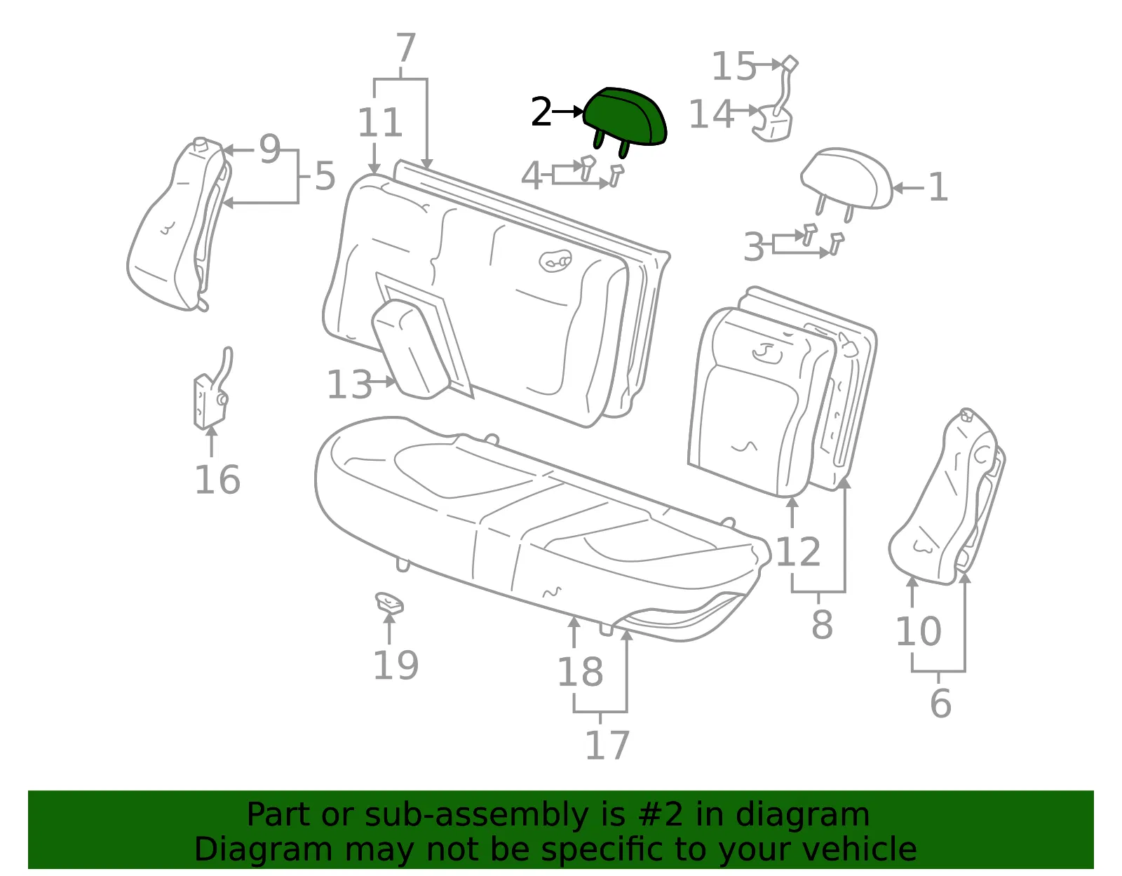 Headrest - Kia (89700-3C010BTC) - view 2