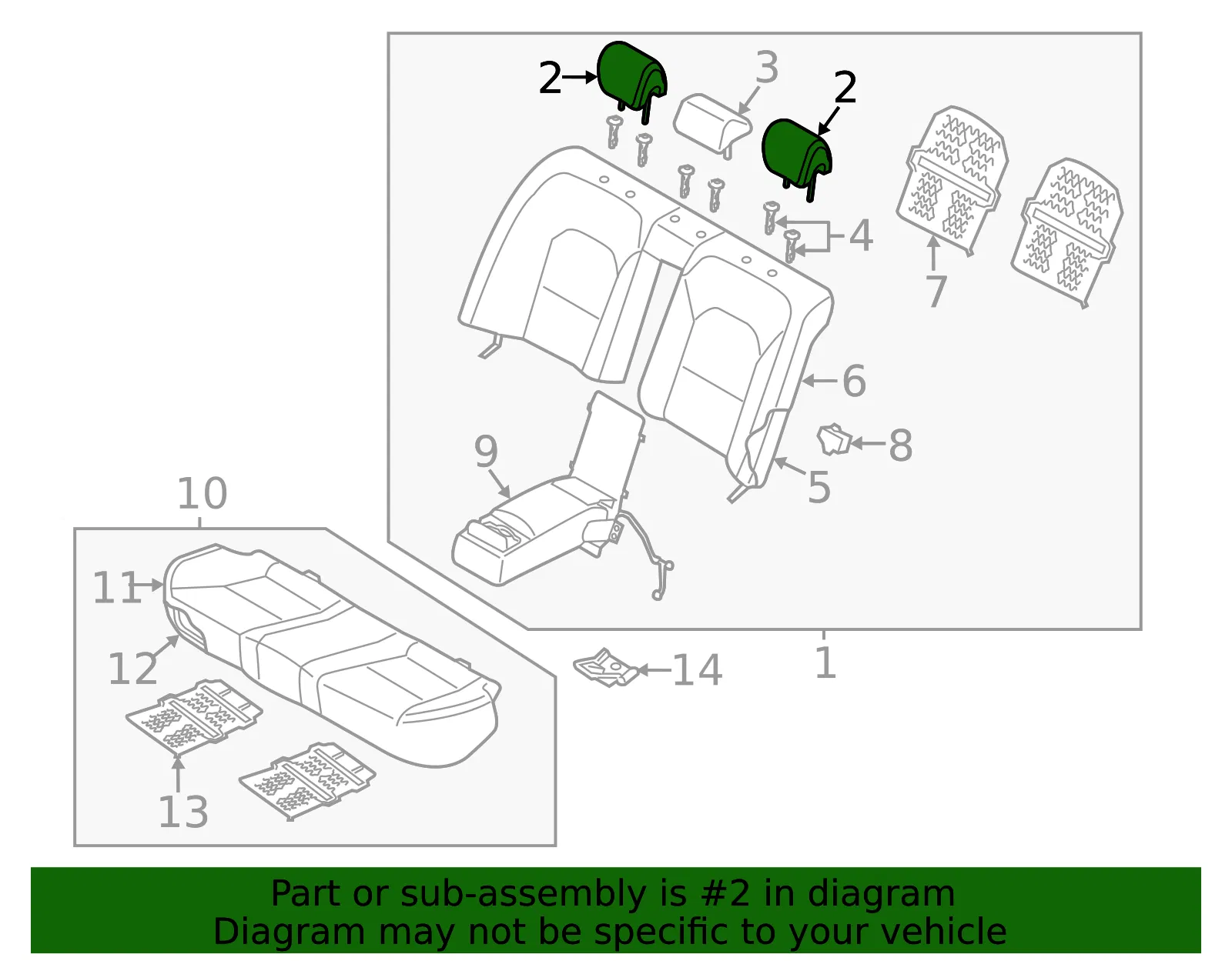 Headrest, Outer - Kia (89700-3R520GXU) - view 2