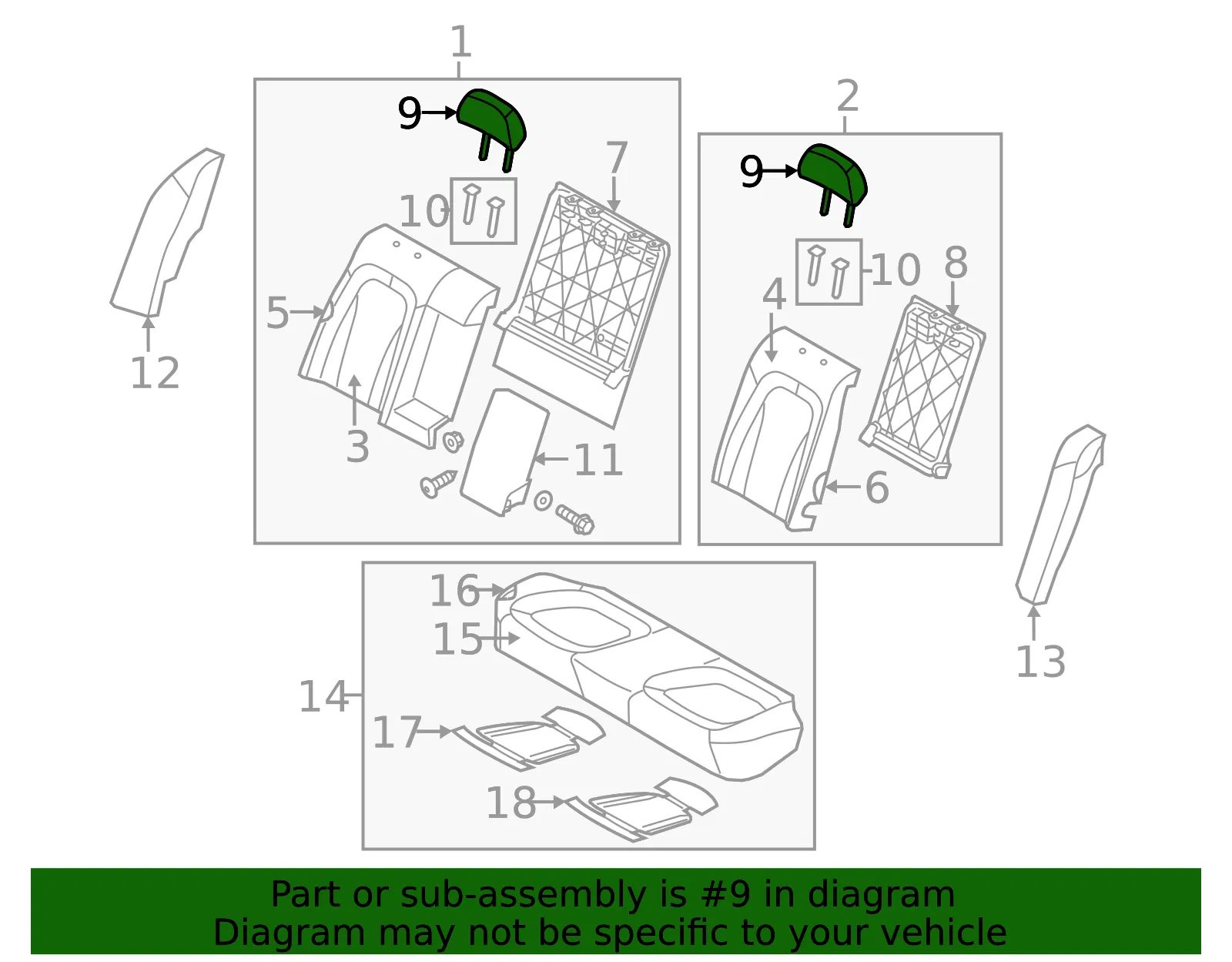 Headrest - Kia (89700-4C040NA9) - view 2