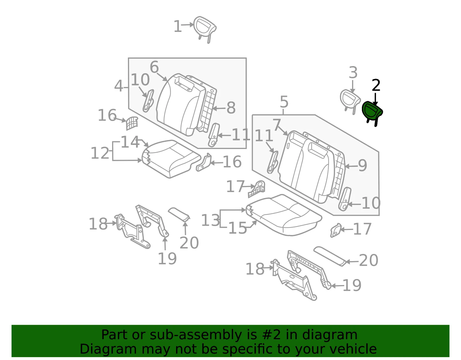 Headrest - Kia (89700-4D152AGW) - view 2