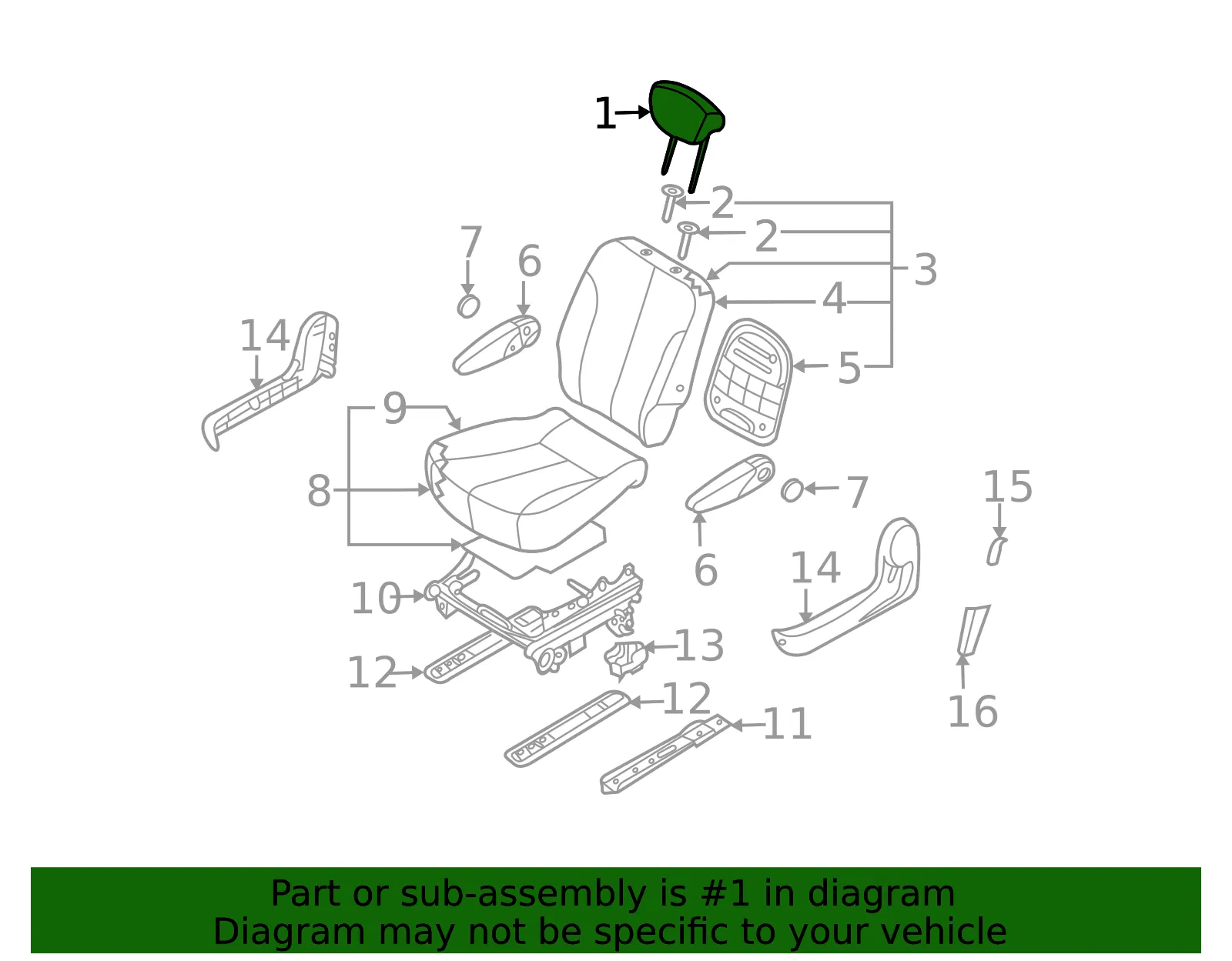 Headrest - Kia (89700-4D550AGX) - view 2