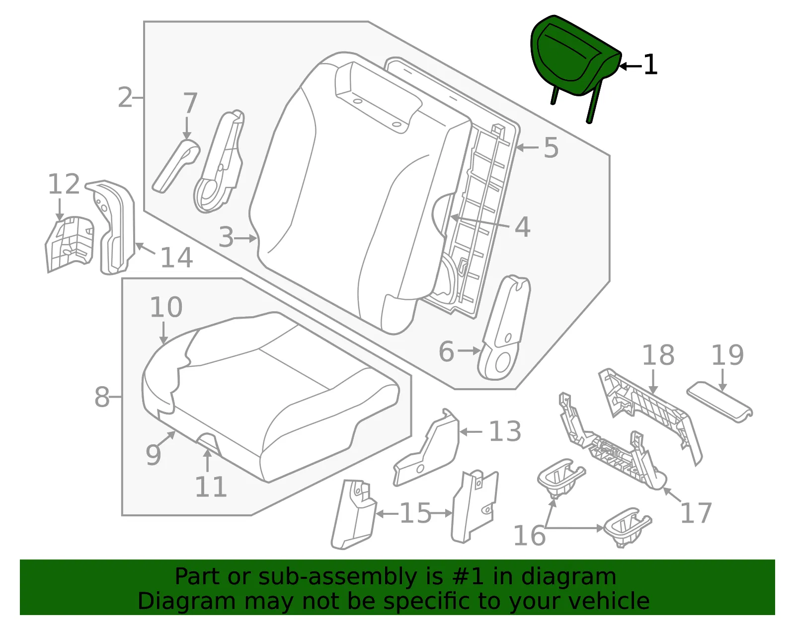Headrest, Outer - Kia (89700-4D621CS2) - view 2