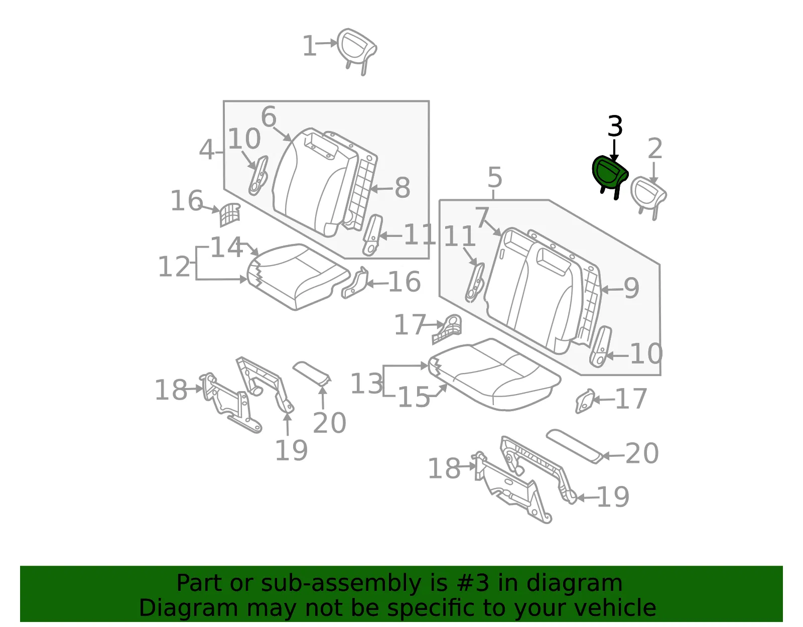 Headrest - Kia (89700-4D630AGV) - view 2