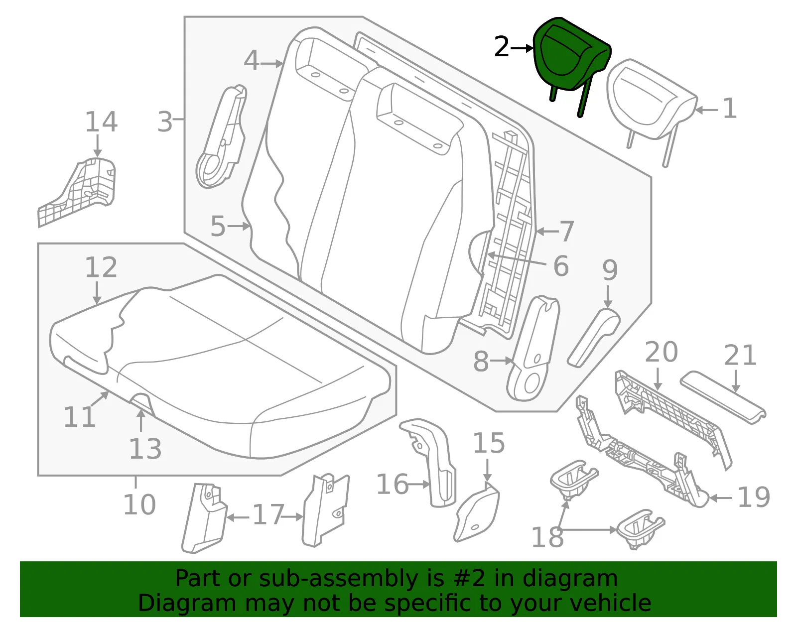 Headrest, Center - Kia (89700-4D630AGW) - view 2