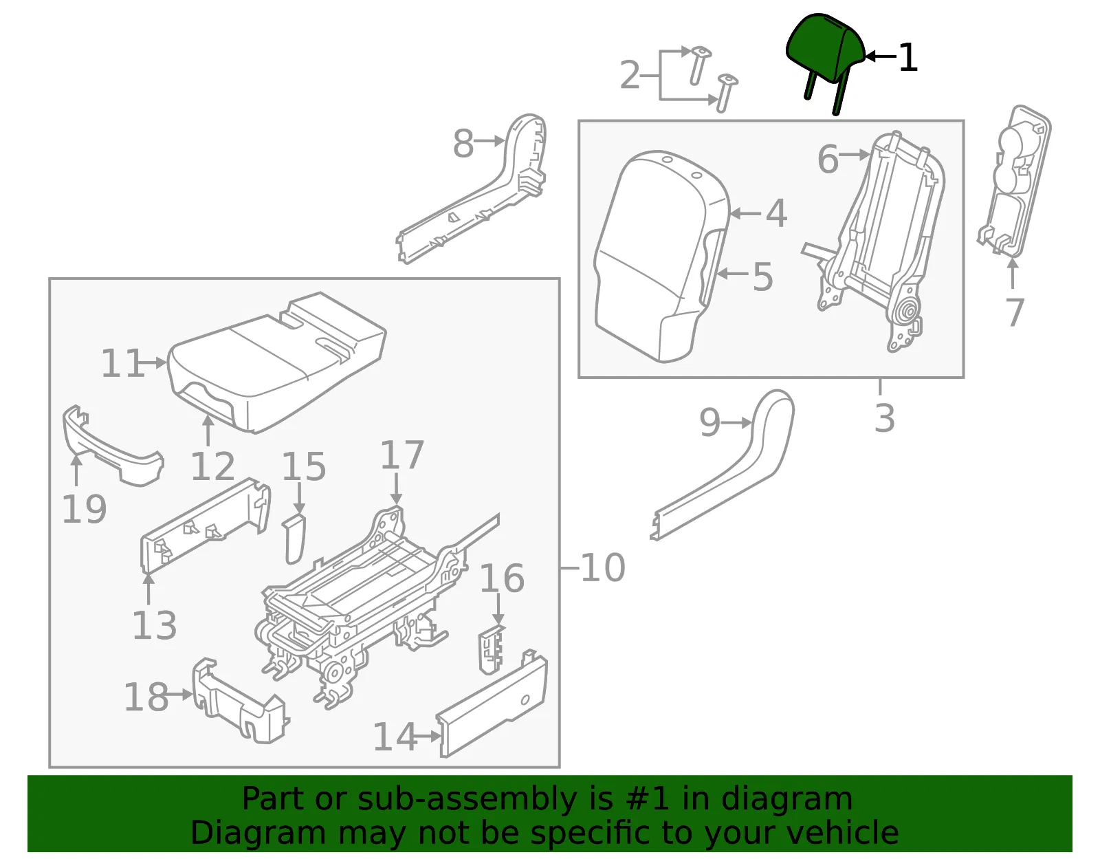 Headrest - Kia (89700-A9030DL2) - view 2
