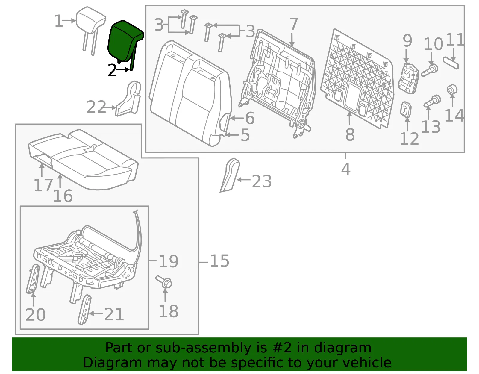 Headrest, Outer - Kia (89700-A9070DLF) - view 2